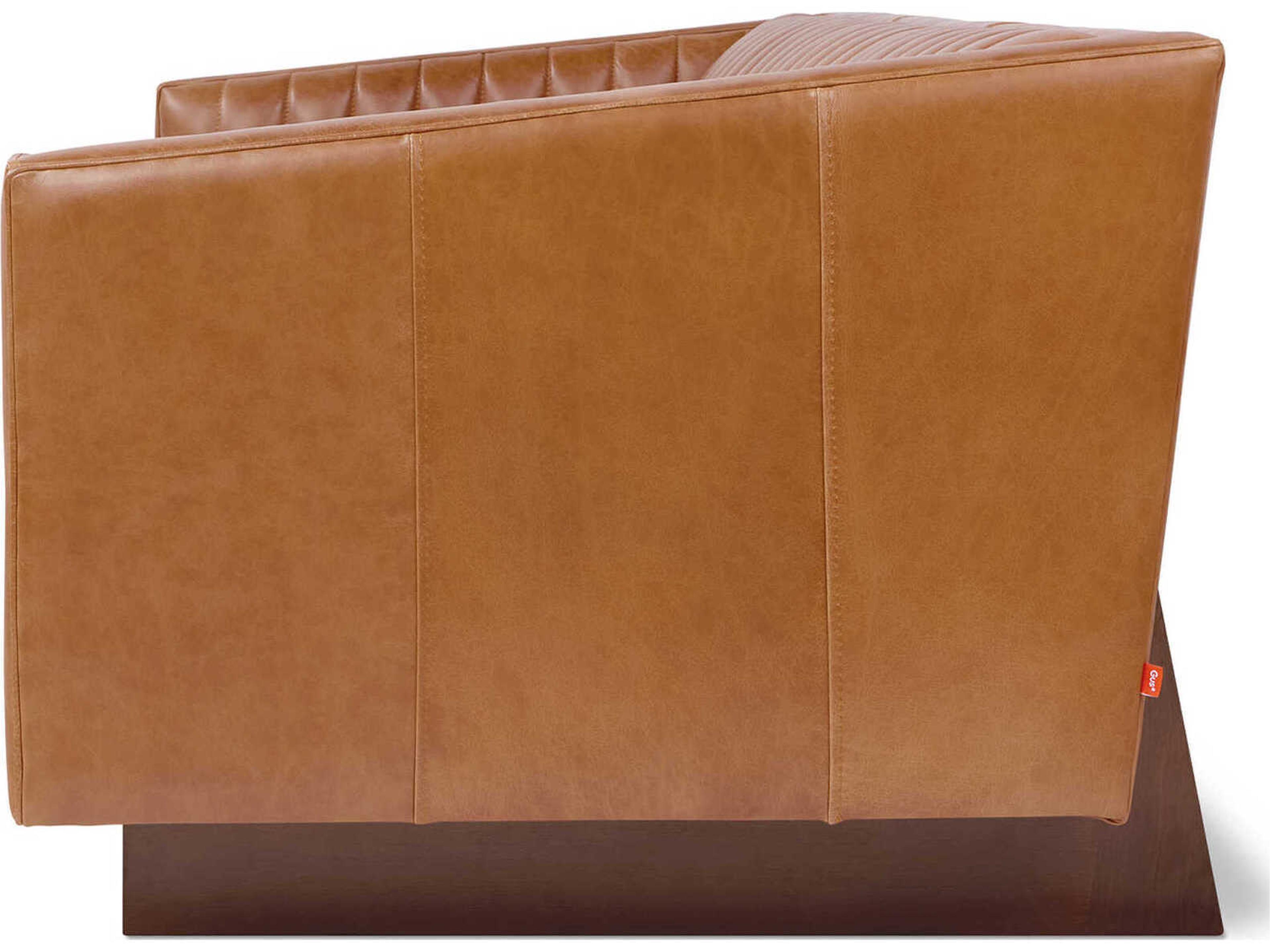 Gus* Modern Wallace Sienna Leather Brown Upholstered Sofa
