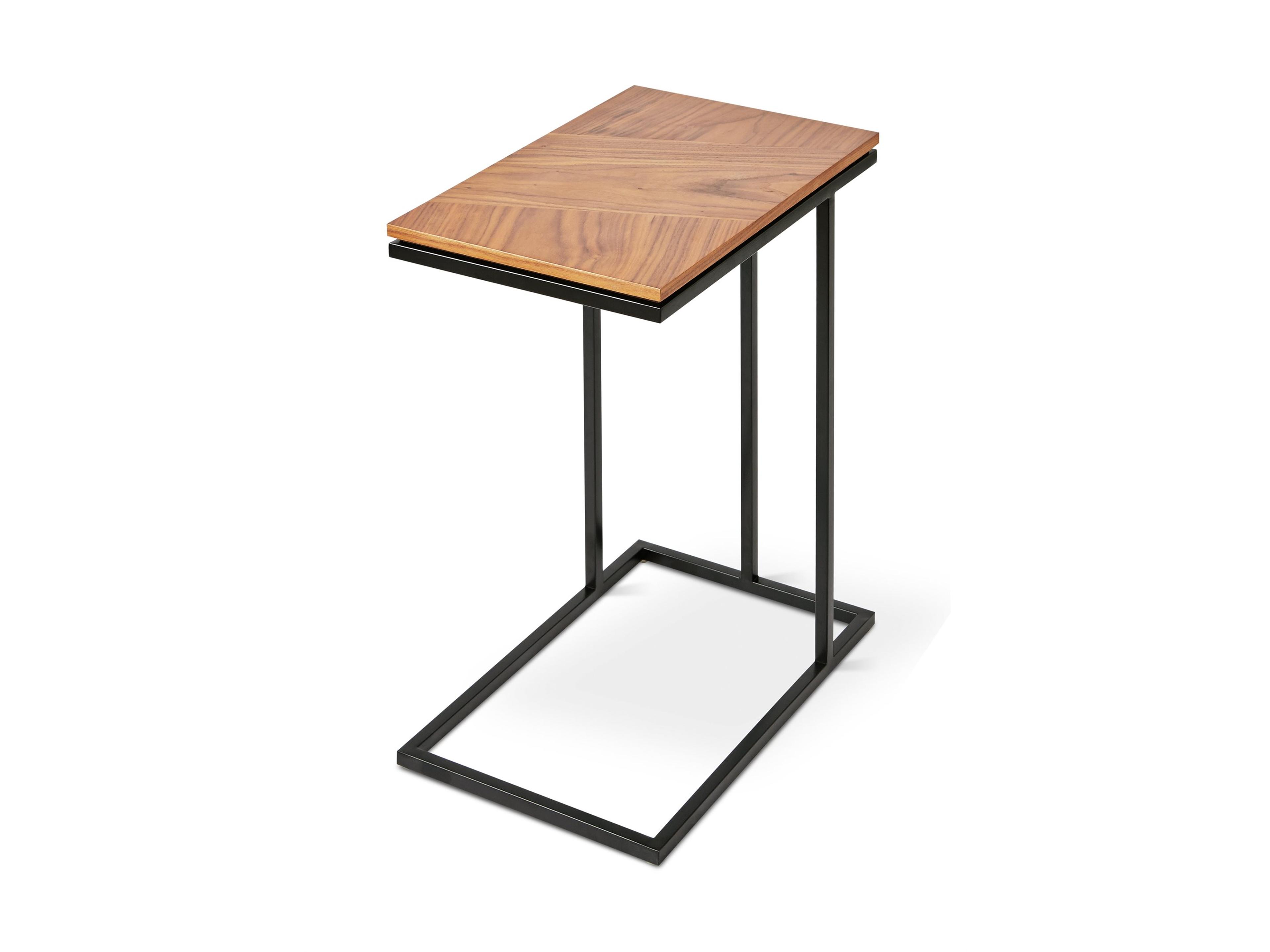 Tobias Rectangular Wood Walnut Black End Table