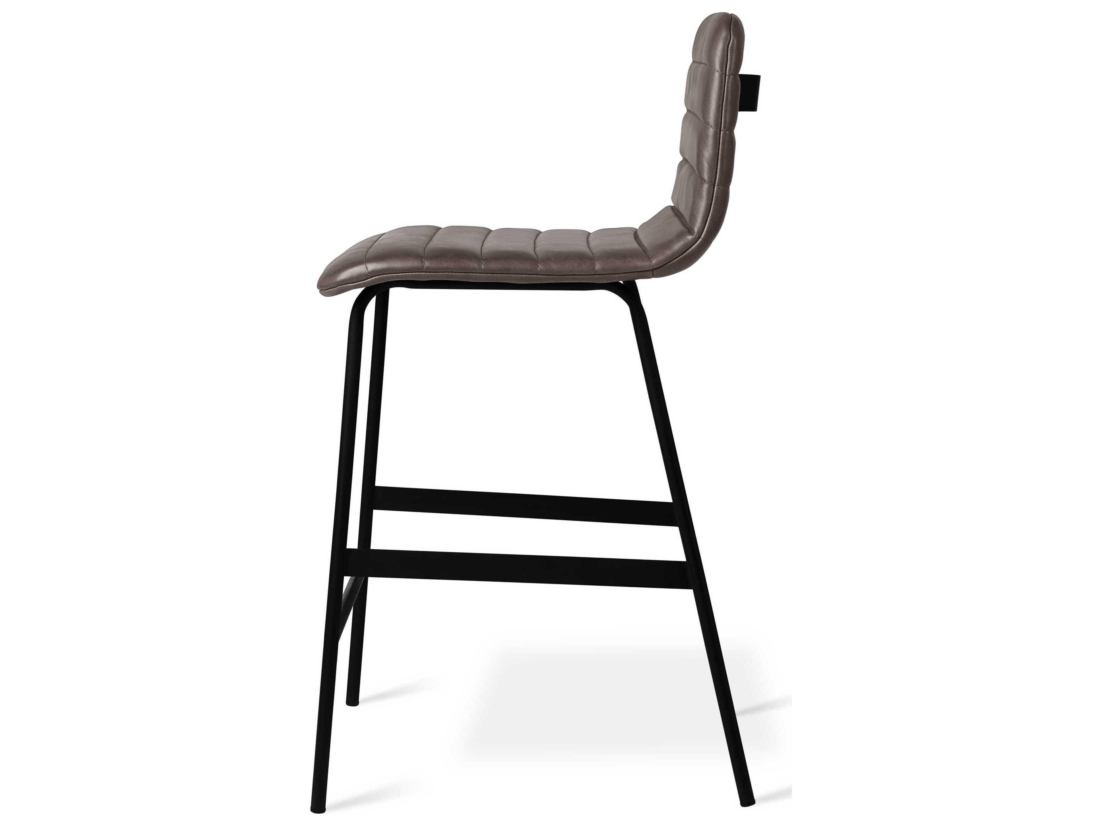 Gus* Modern Lecture Leather Saddle Grey Counter Stool