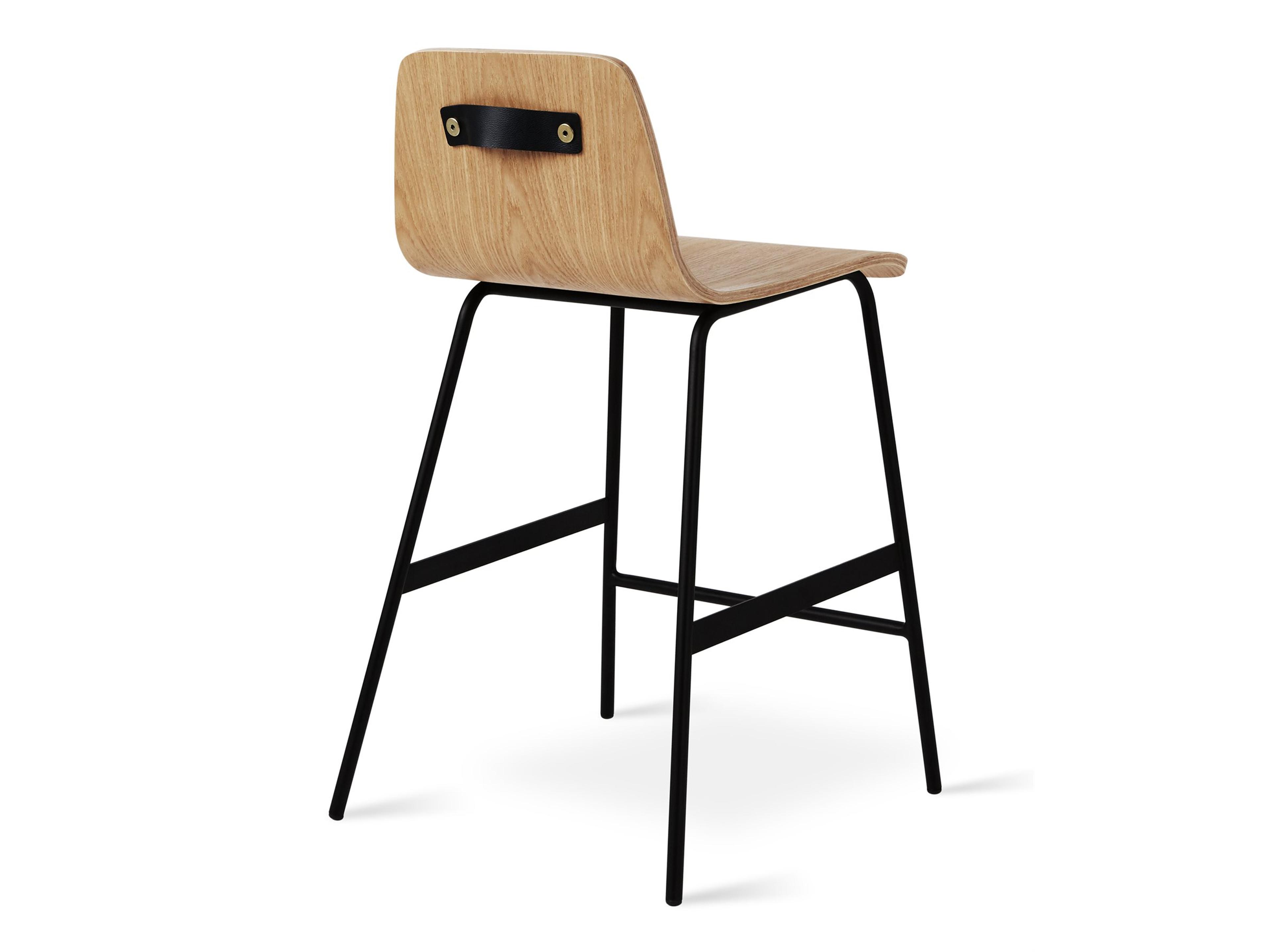 Gus* Modern Lecture Ash Wood Natural Black Counter Stool