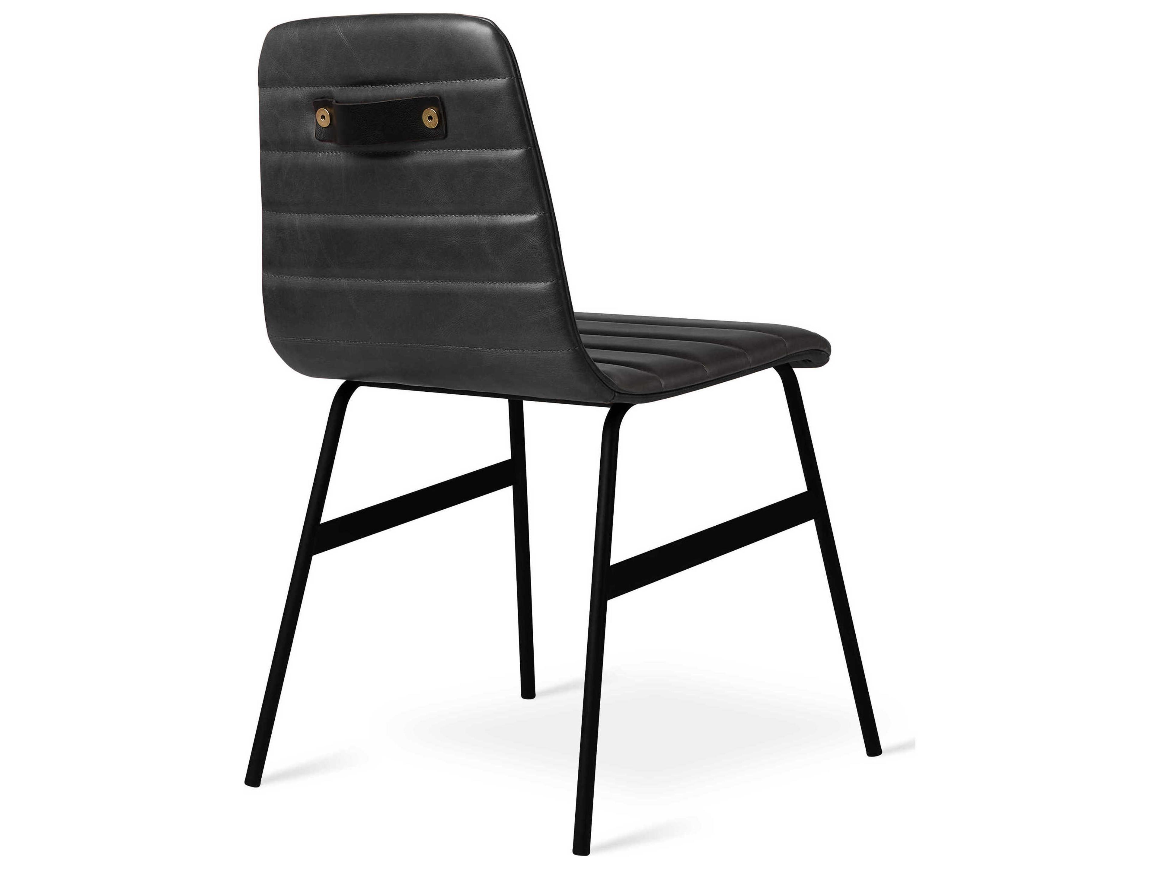 Gus* Modern Lecture Leather Black Upholstered Side Dining Chair