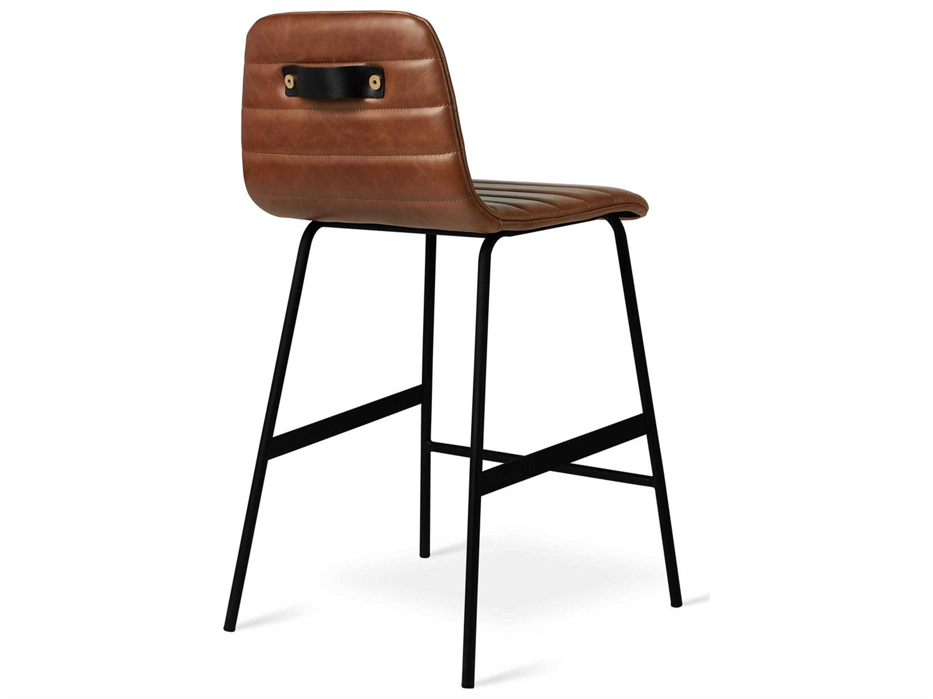 Gus* Modern Lecture Leather Saddle Brown Counter Stool