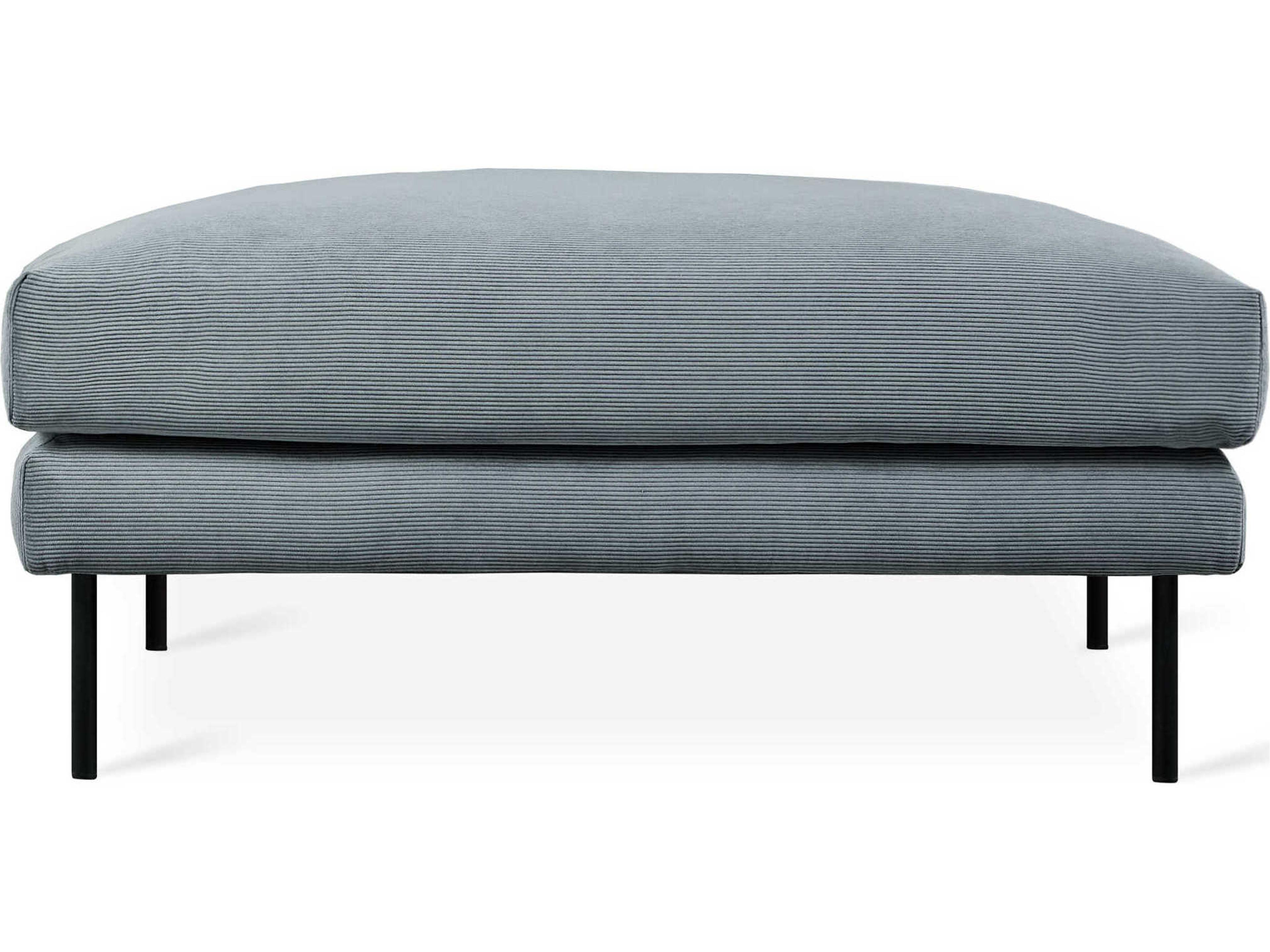 Gus* Modern Renfrew Mersey Skyline Black Blue Upholstered Ottoman