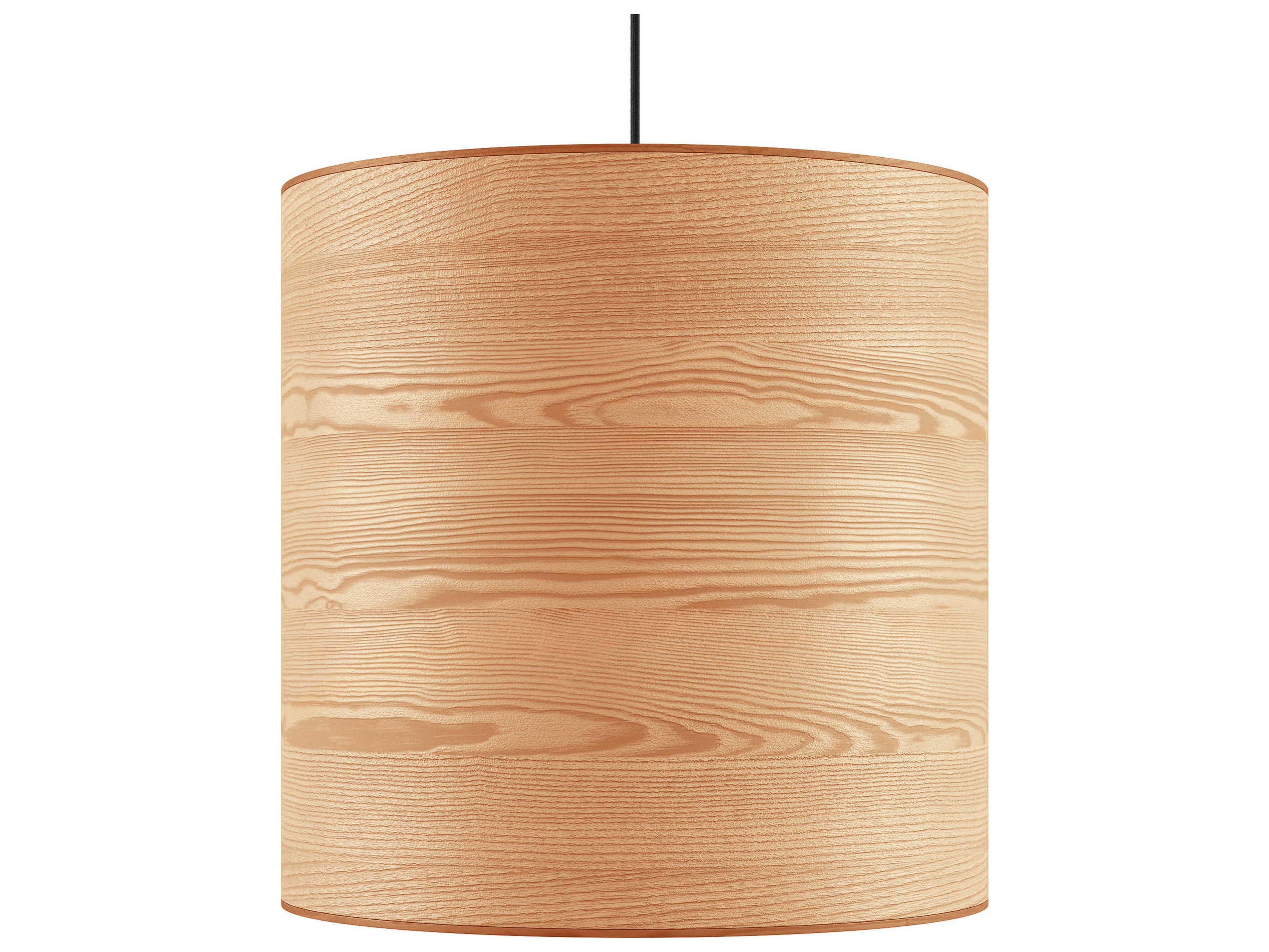Milton 1-Light Ash Veneer Black Brown Cylinder Linear Pendant