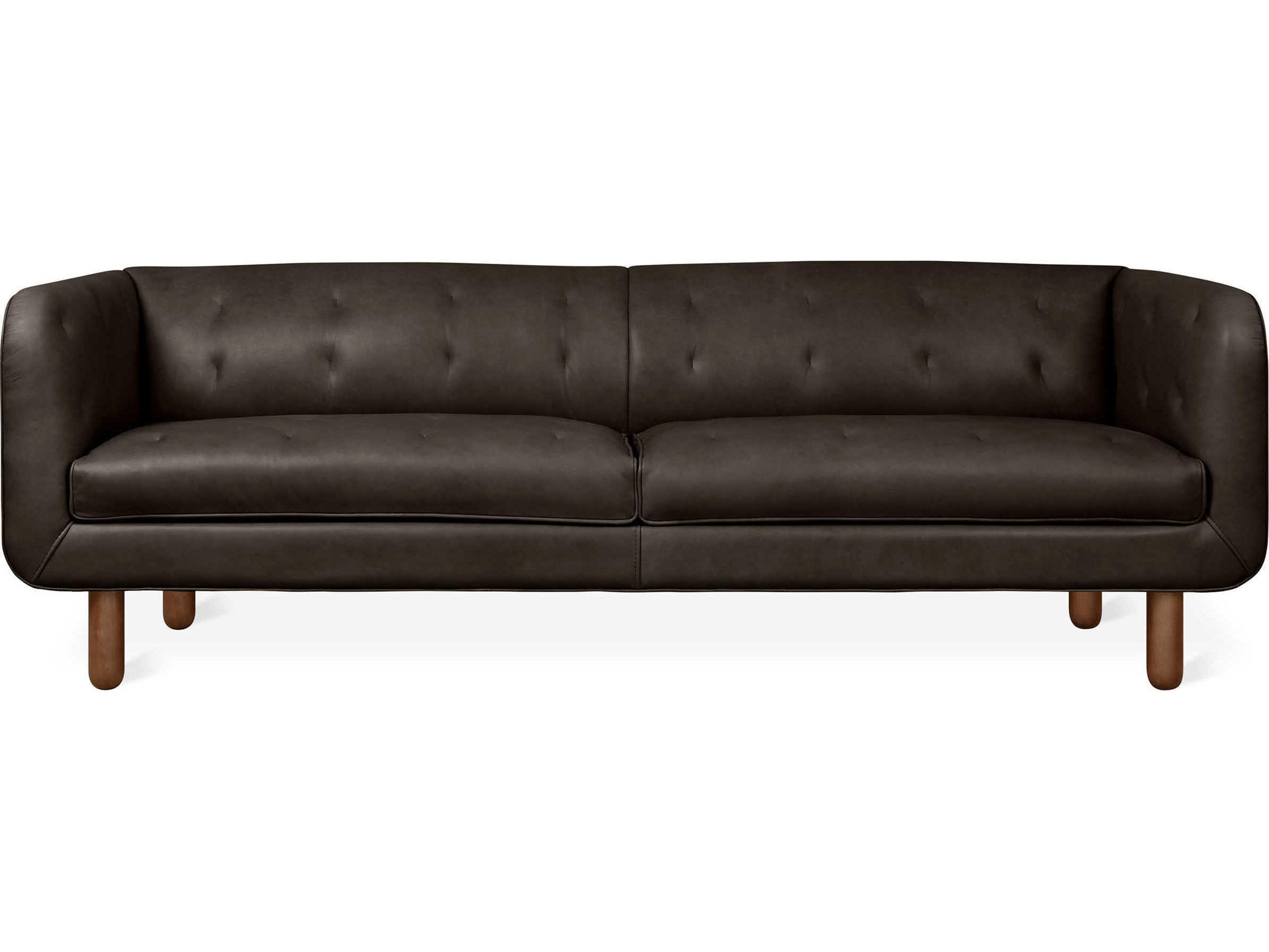 Gus* Modern Beaconsfield Saddle Black Leather Sofa