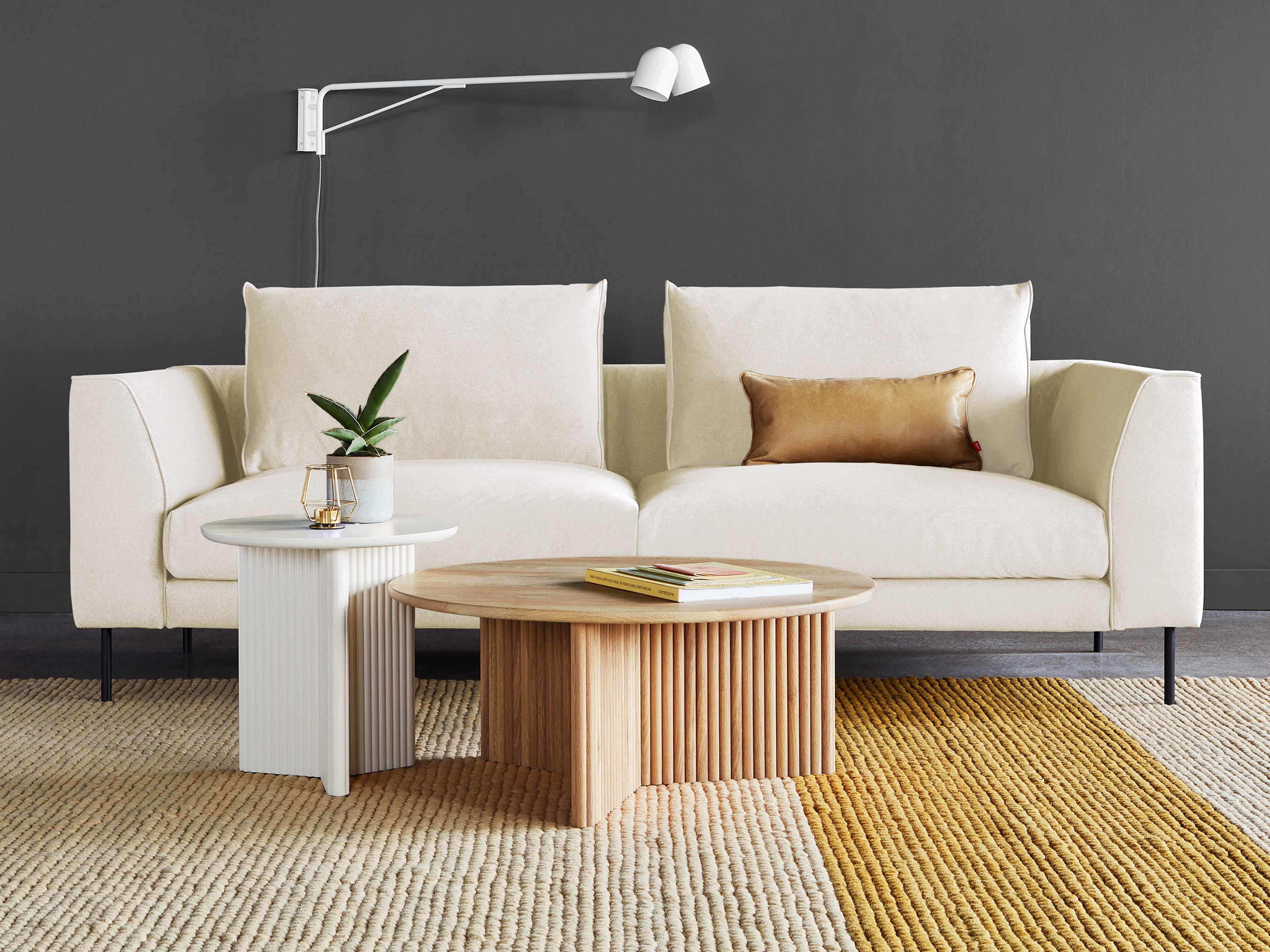 Gus* Modern Renfrew Merino Cream Black Upholstered Sofa