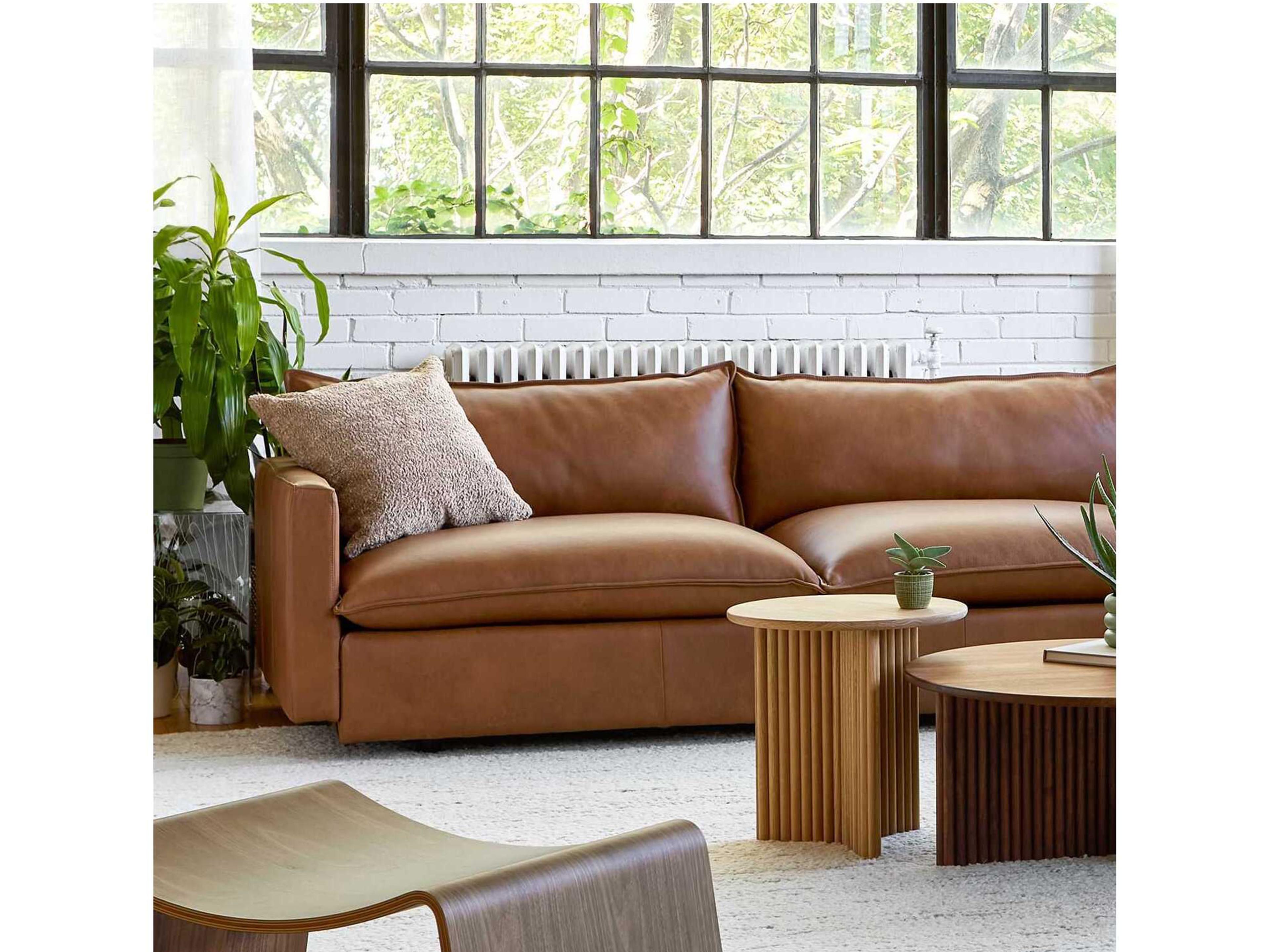 Gus* Modern Sola Brown Leather Sofa