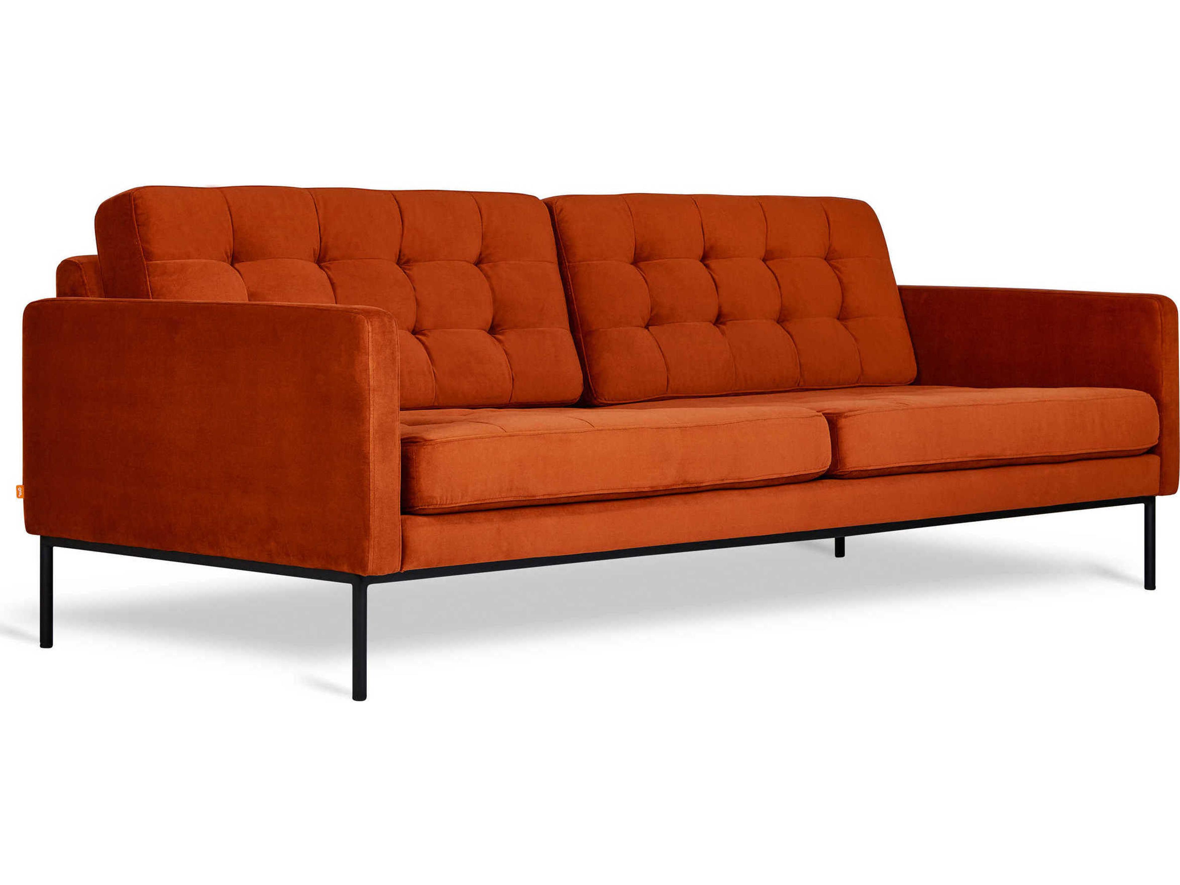Towne Tufted Velvet Russet Orange Sofa