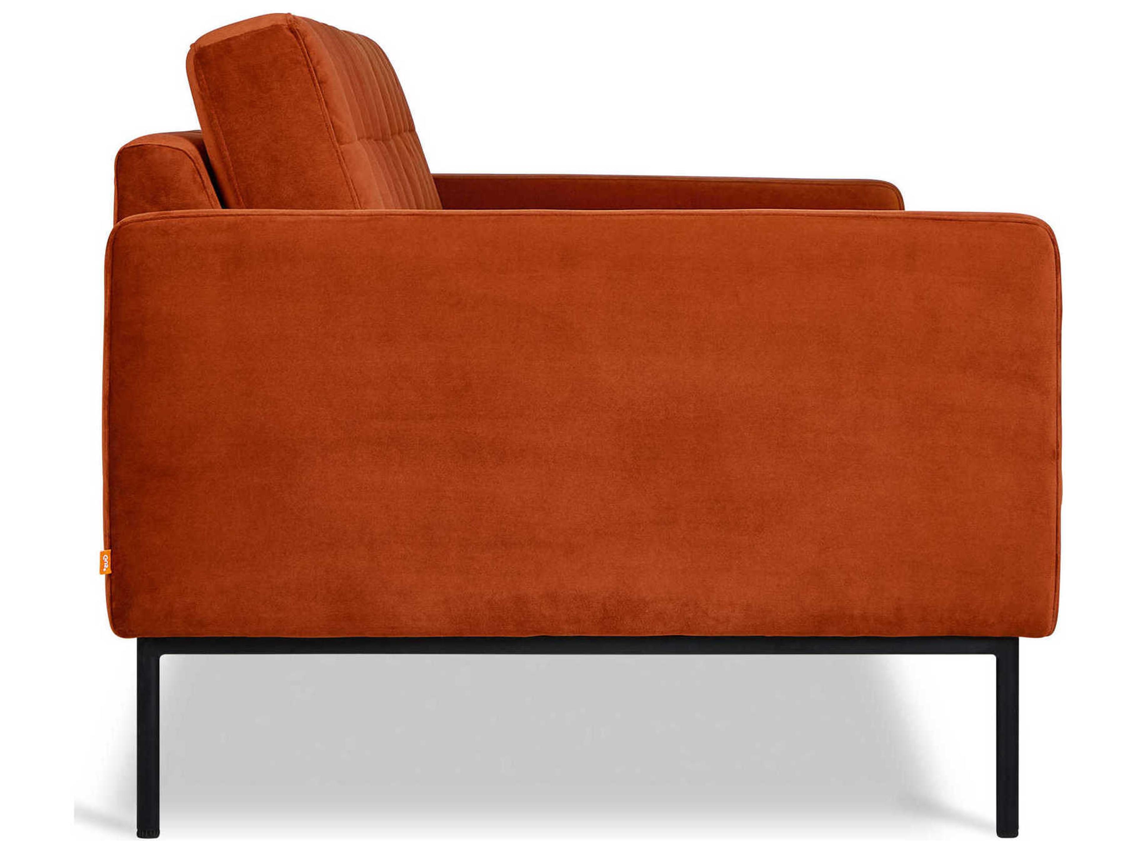 Gus* Modern Towne Tufted Velvet Russet Orange Sofa