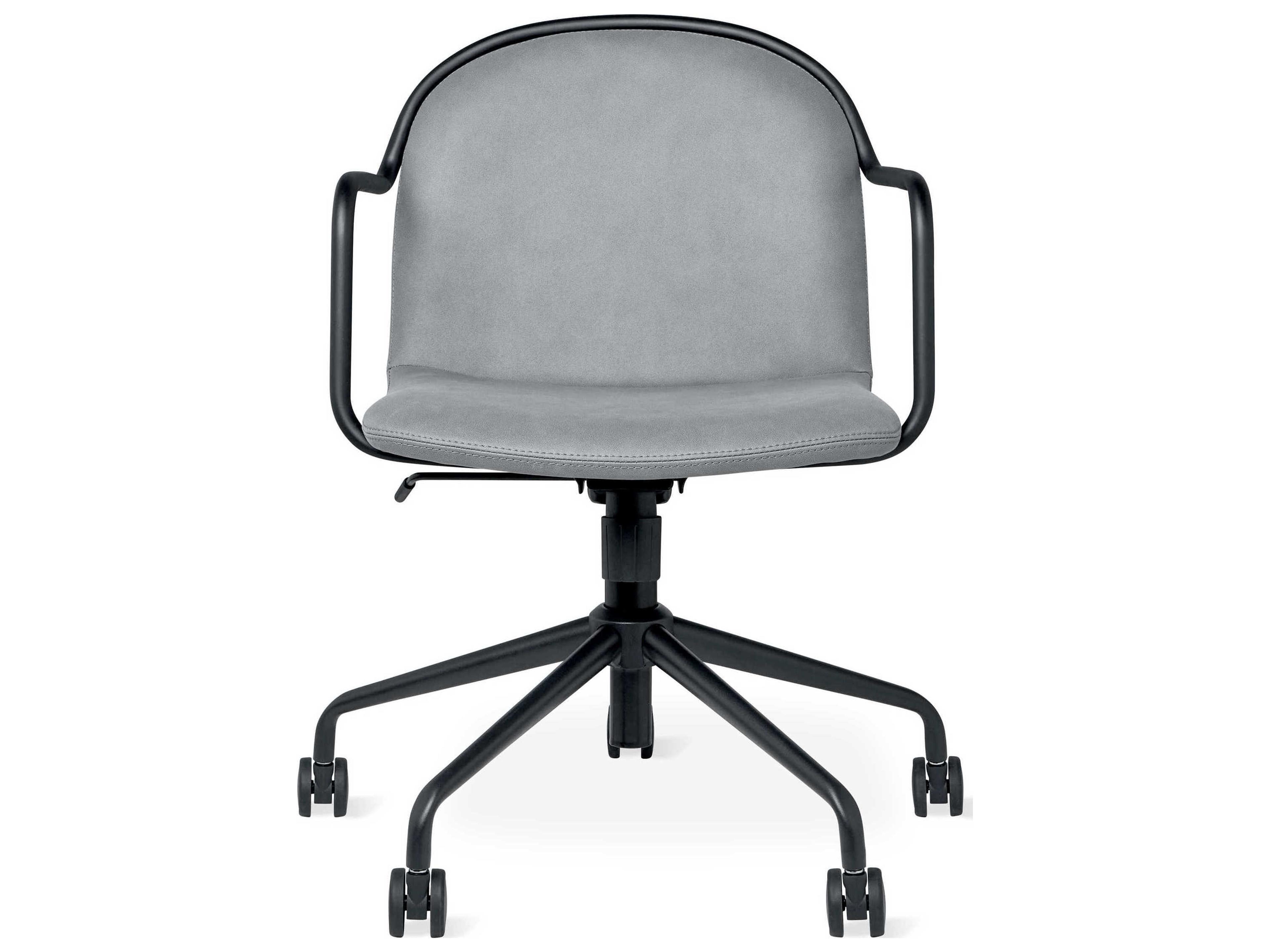 Gus* Modern Draft Gray Leather Adjustable Swivel Computer Office Chair