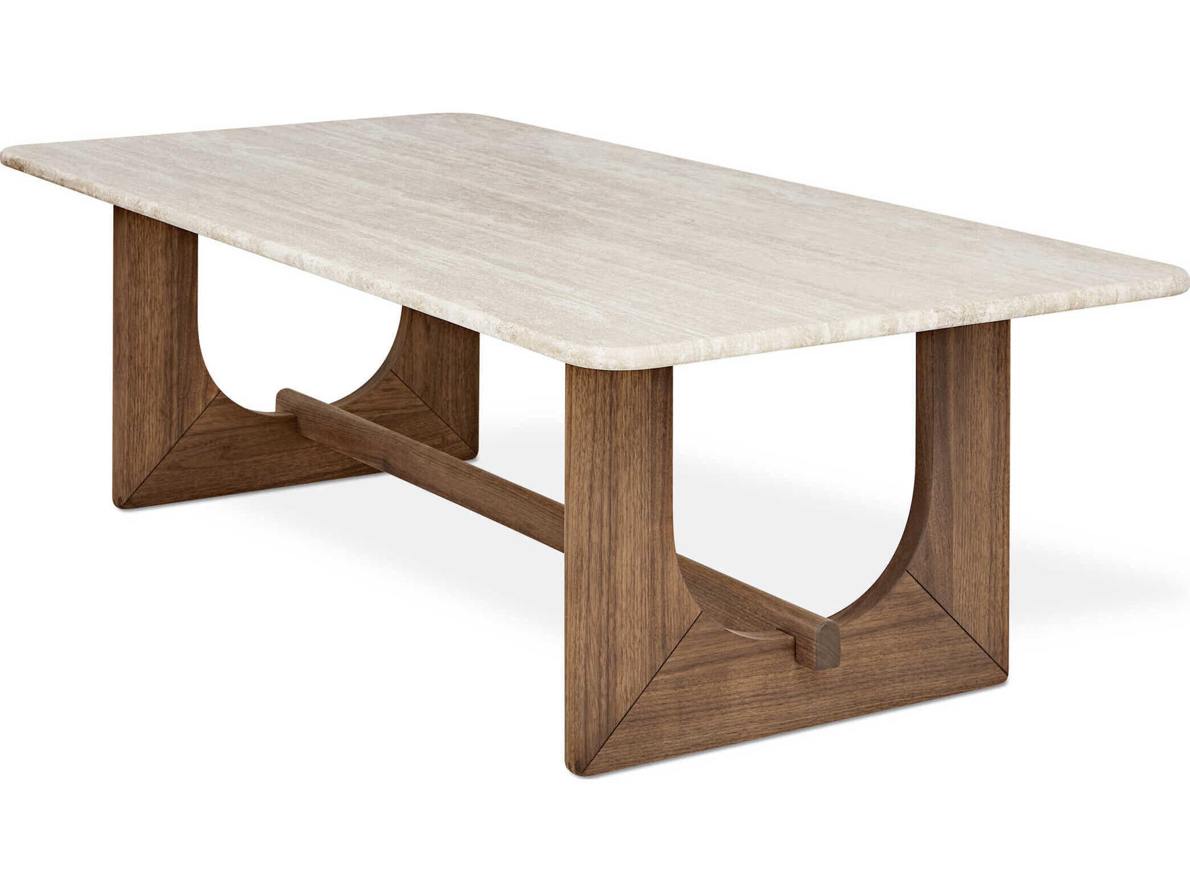 Portico Rectangular Stone Classic Walnut Travertine Natural Coffee Table