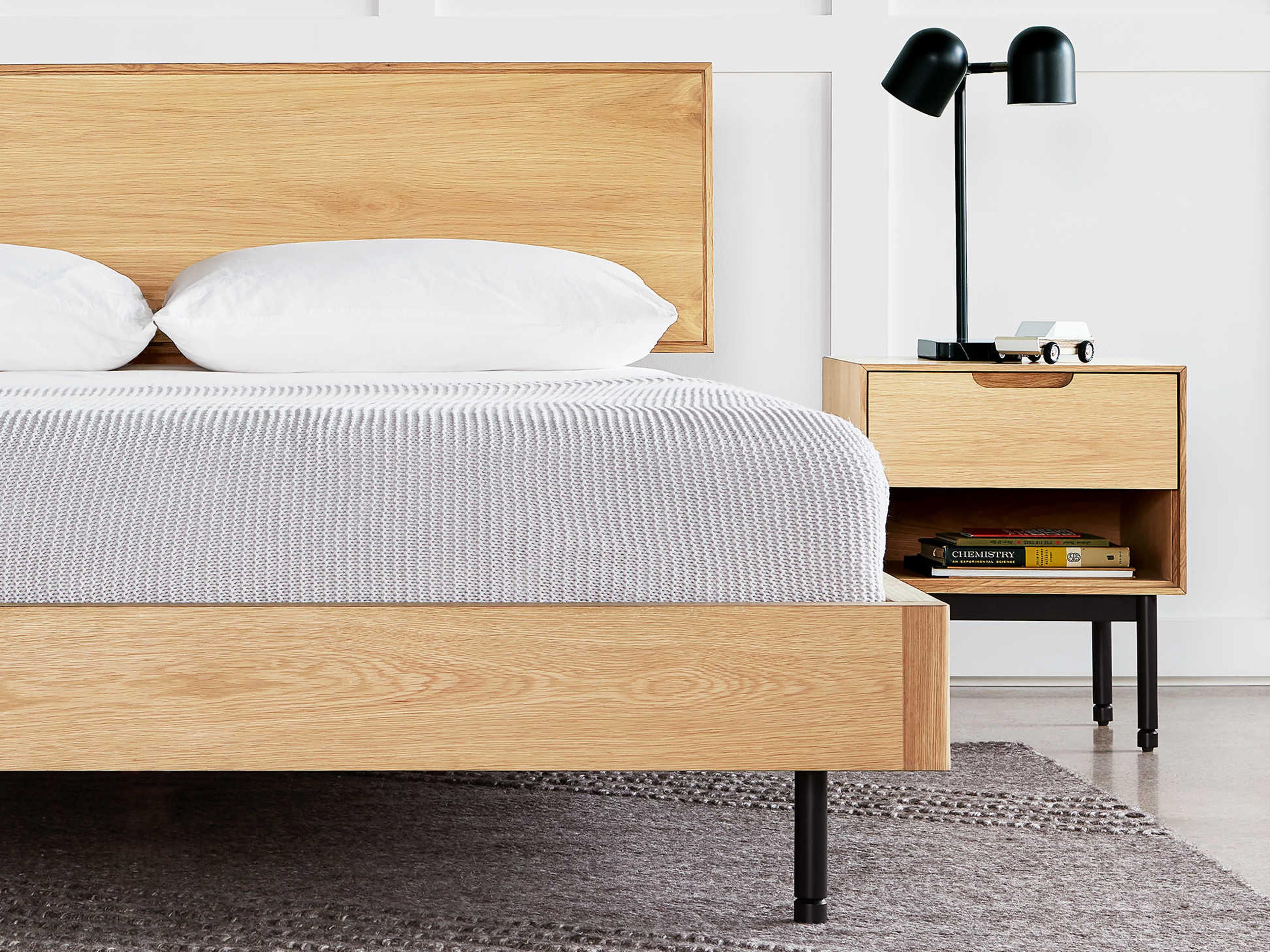 Gus* Modern Munro White Oak Wood Queen Platform Bed