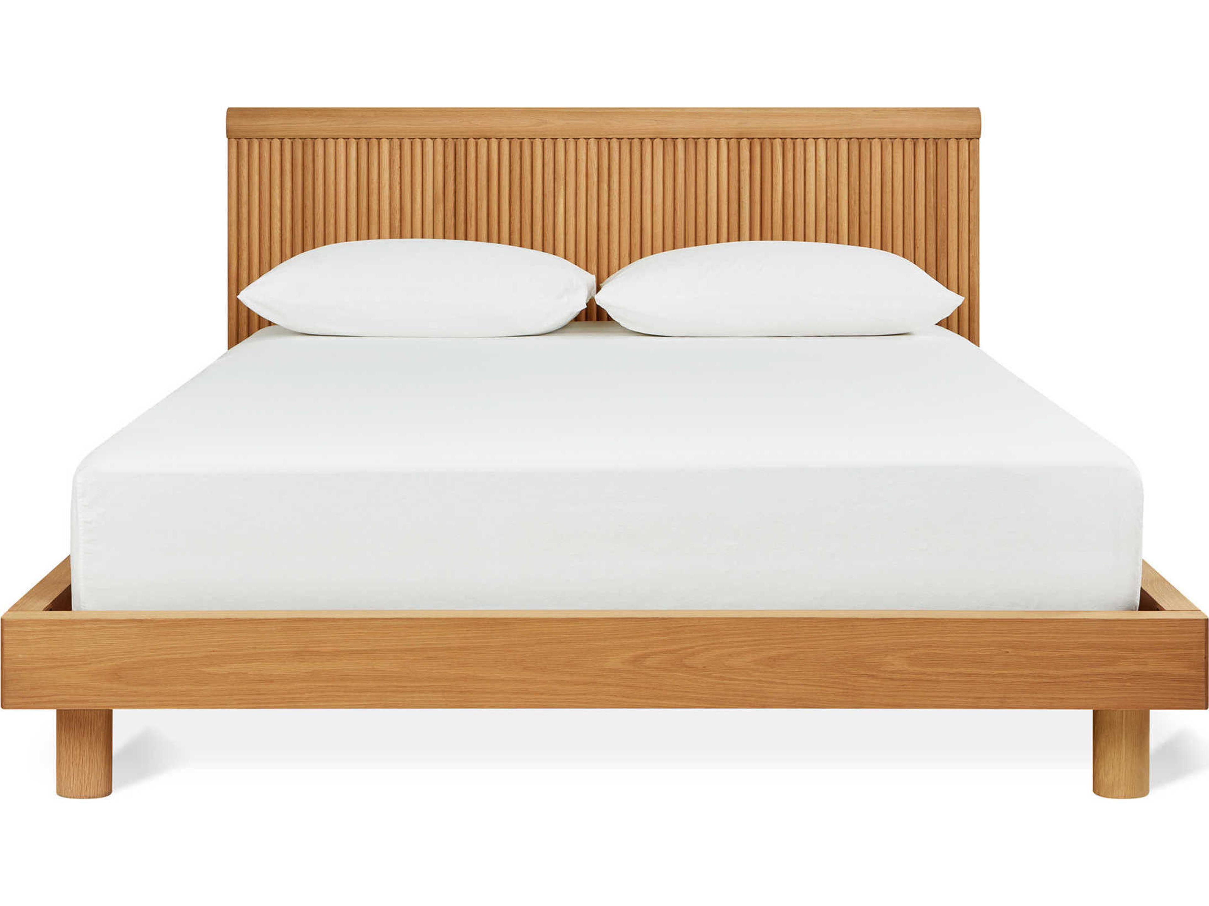 Gus* Modern Odeon White Oak Wood King Platform Bed