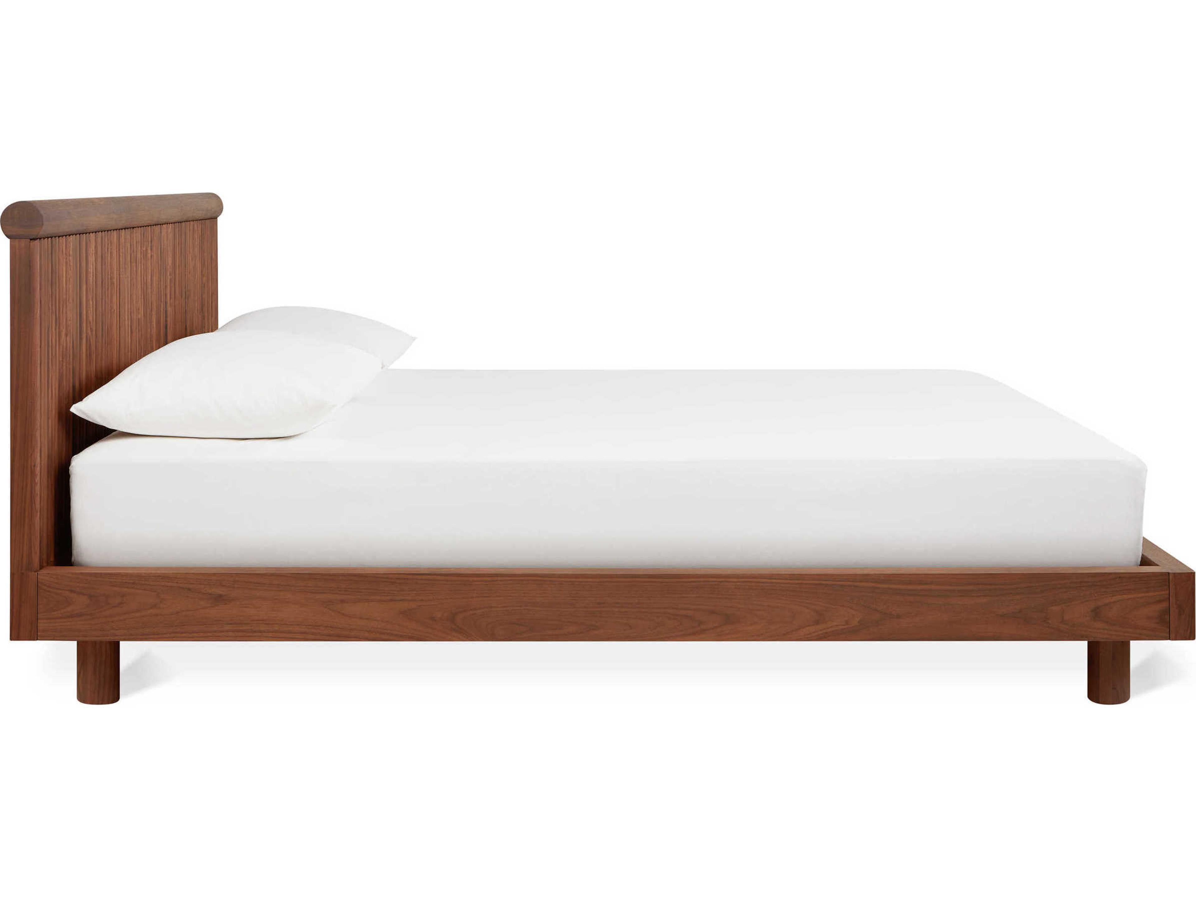 Gus* Modern Odeon Walnut Brown Wood Queen Platform Bed
