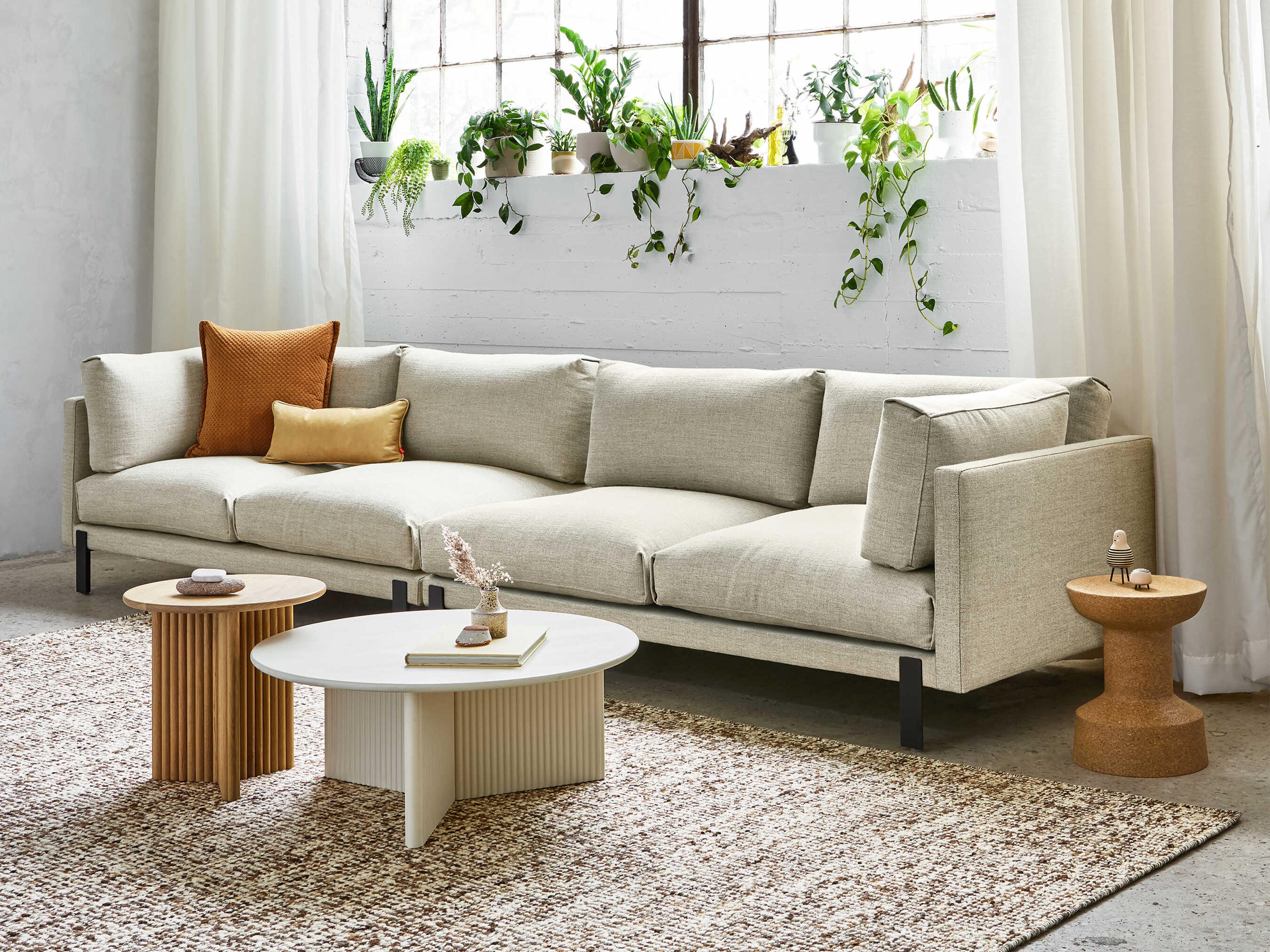 Gus* Modern Silverlake Sutton Canvas White Upholstered Sofa
