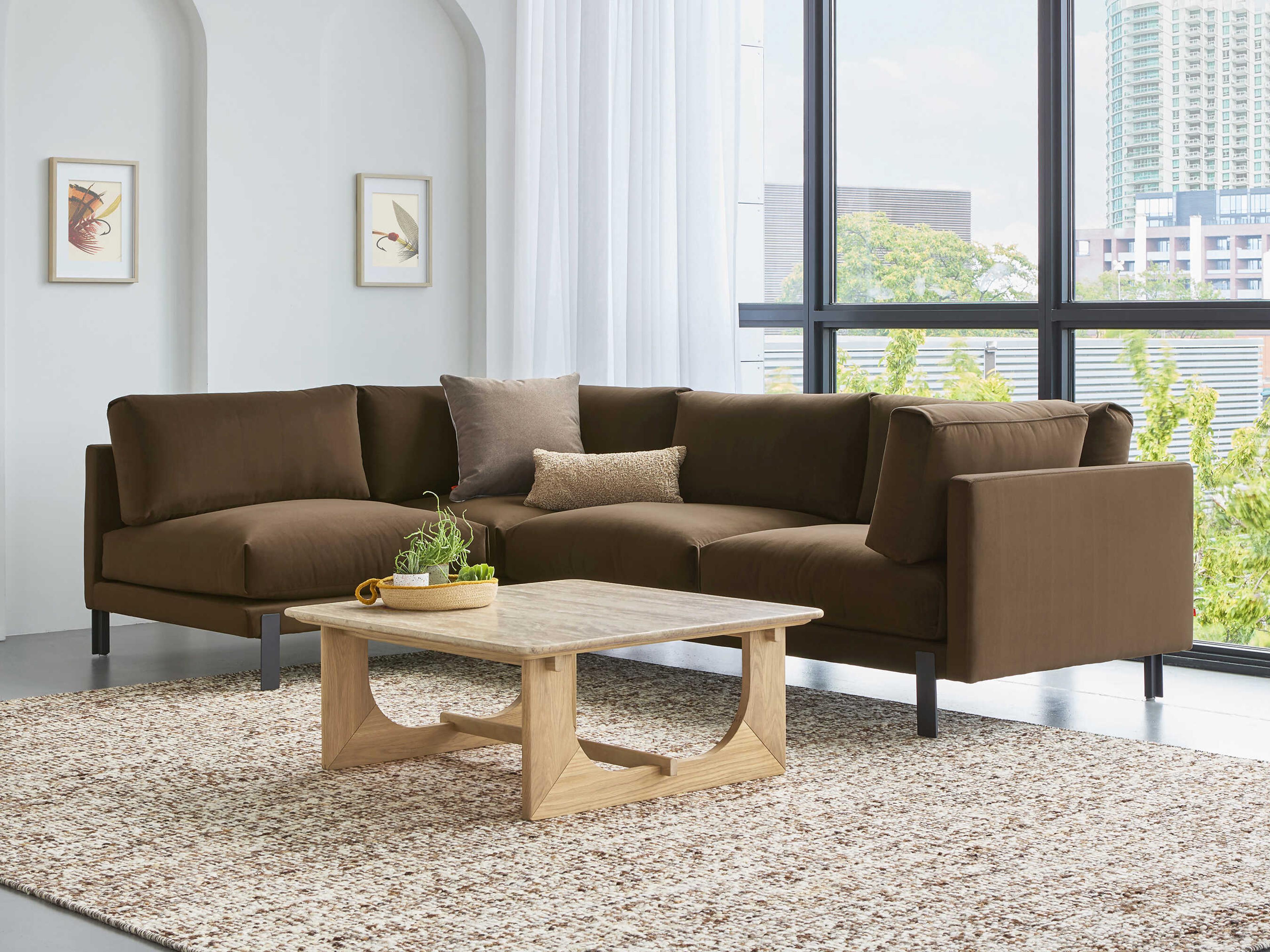 Gus* Modern Silverlake Brown Upholstered Sectional Sofa