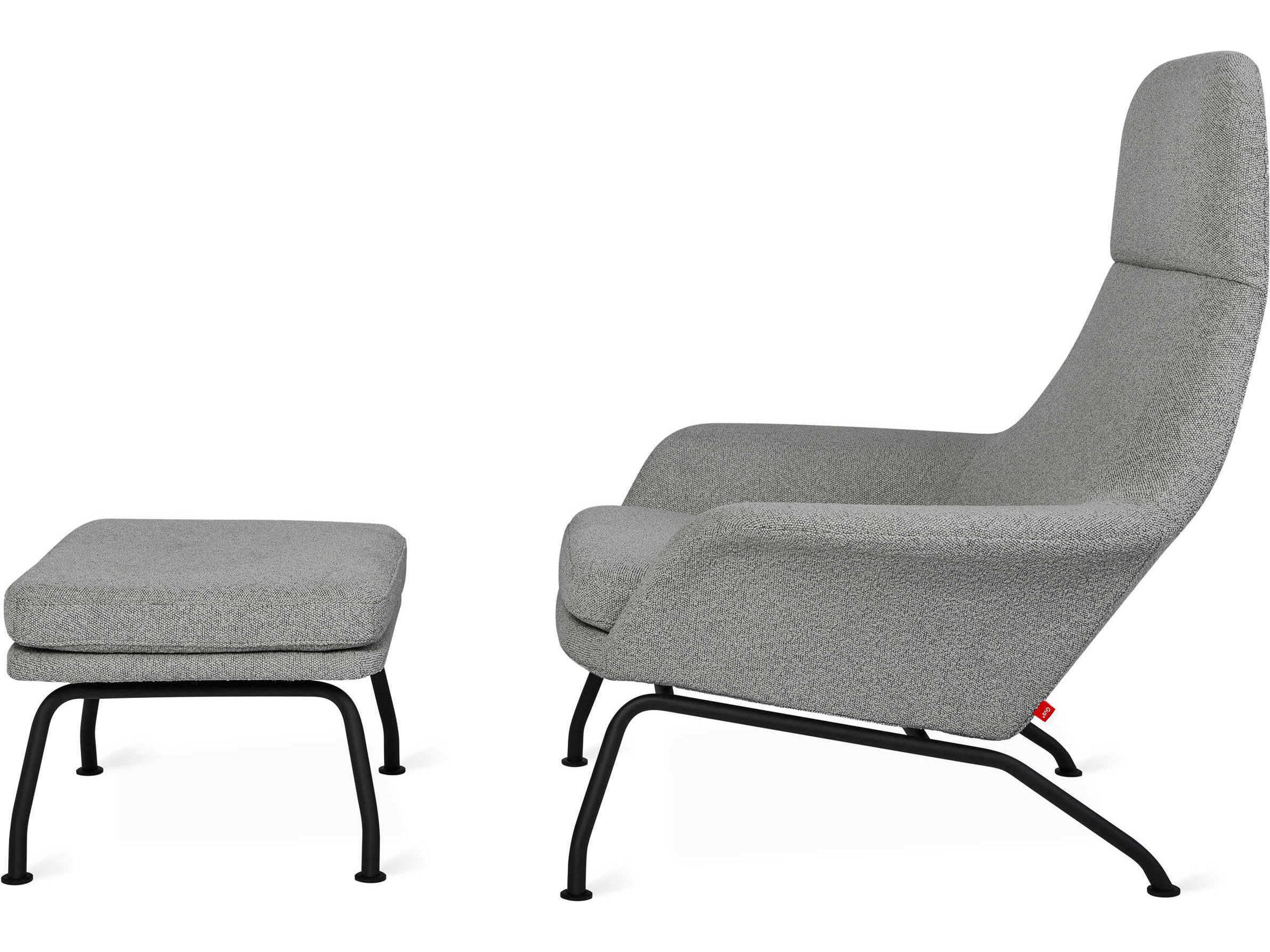 Gus* Modern Tallinn Copenhagen Iron Accent Chair with Ottoman