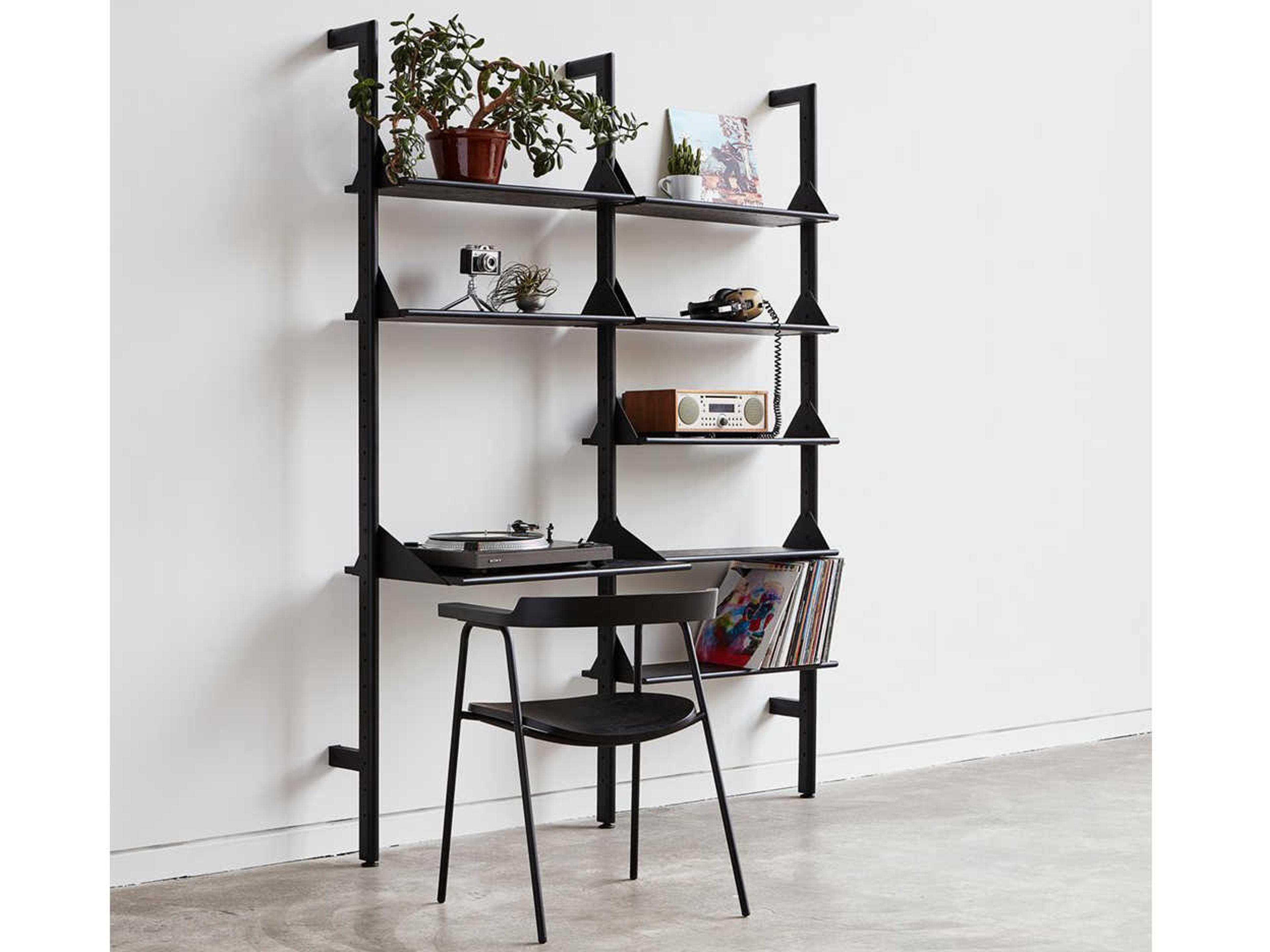 Gus* Modern Branch Ash Black Wood Leaning Ladder Desk
