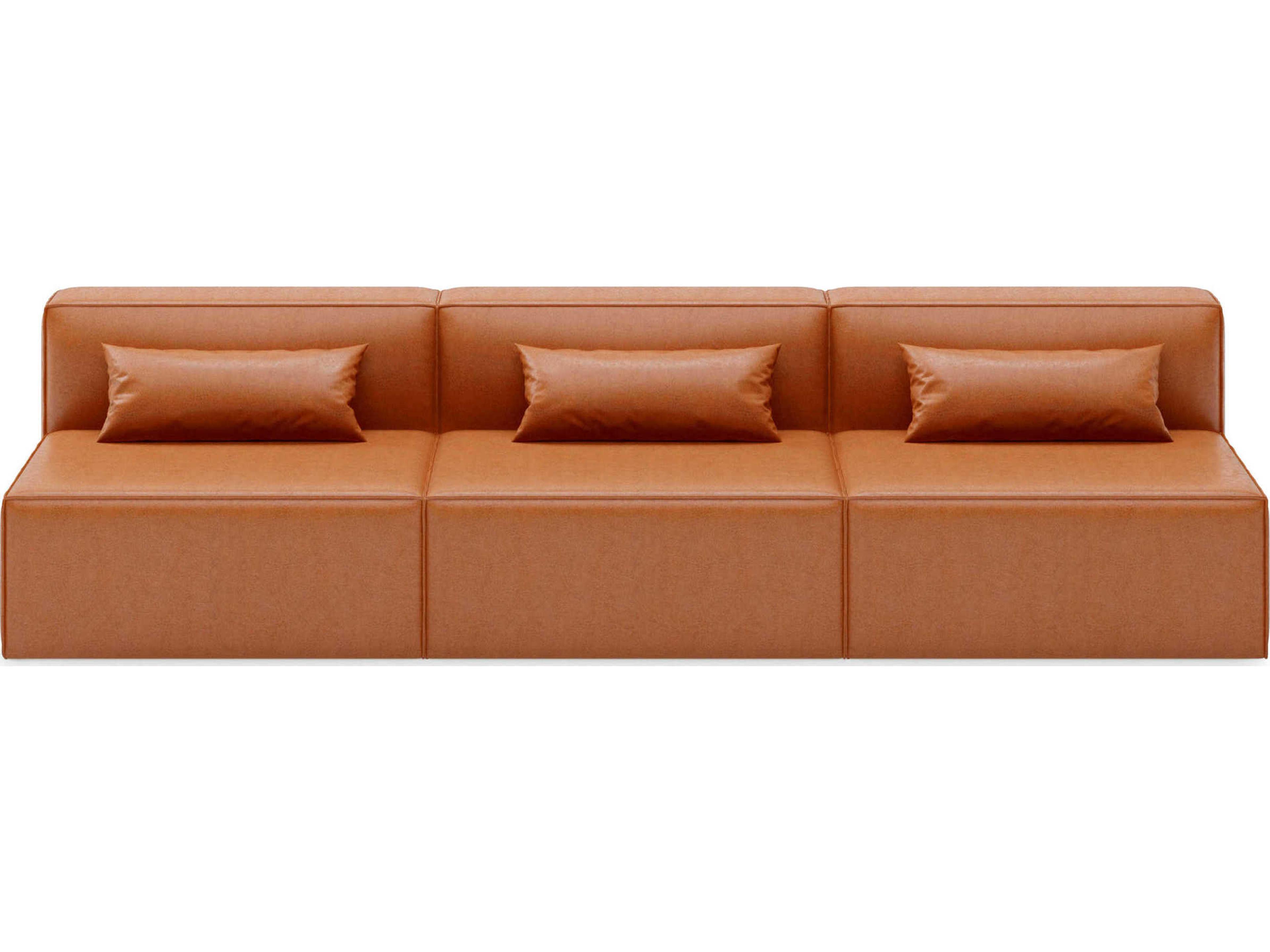 Gus* Modern Mix Leather Cognac Brown Upholstered Sofa