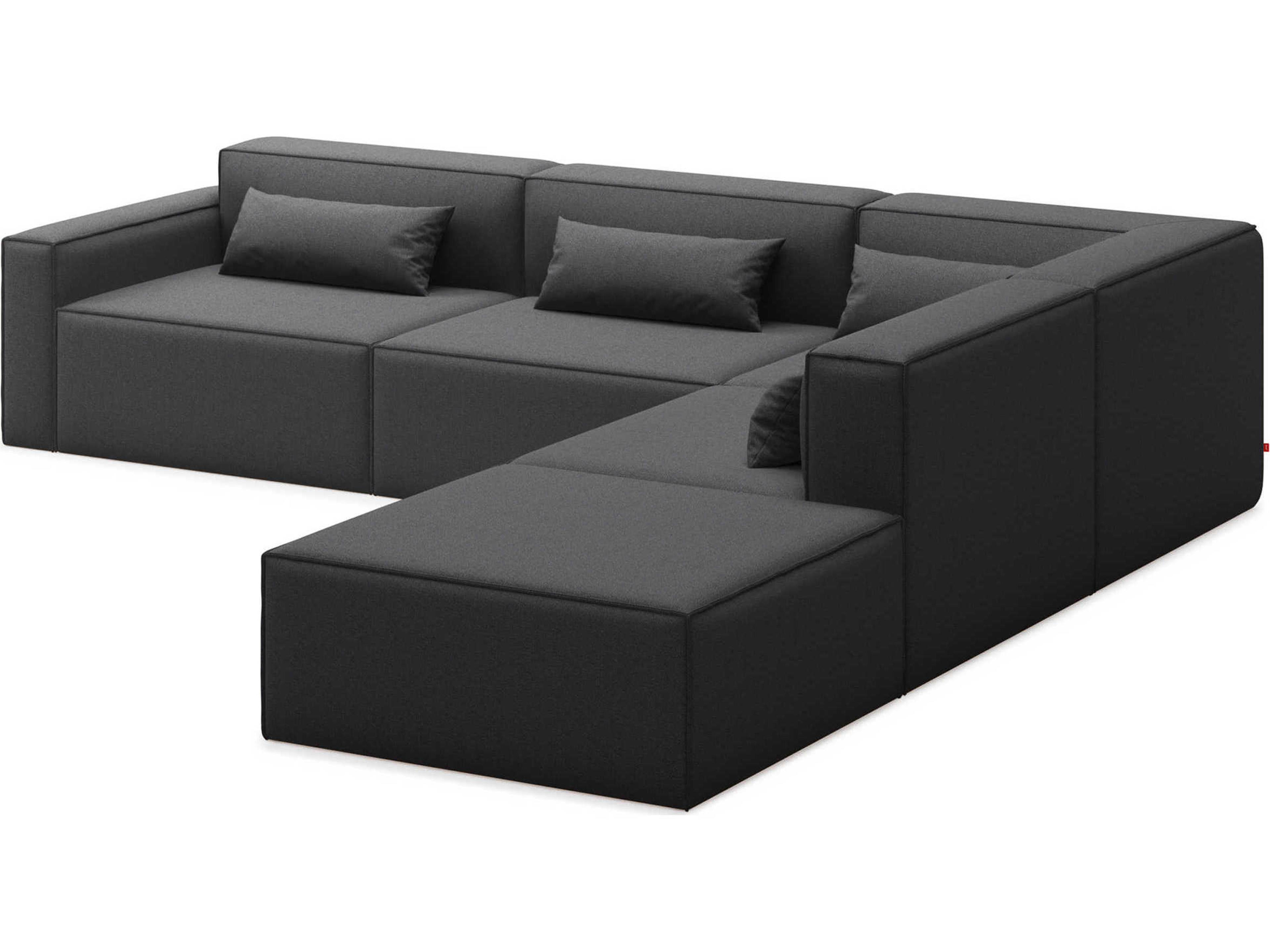 Gus* Modern Mix Black Upholstered Sectional Sofa