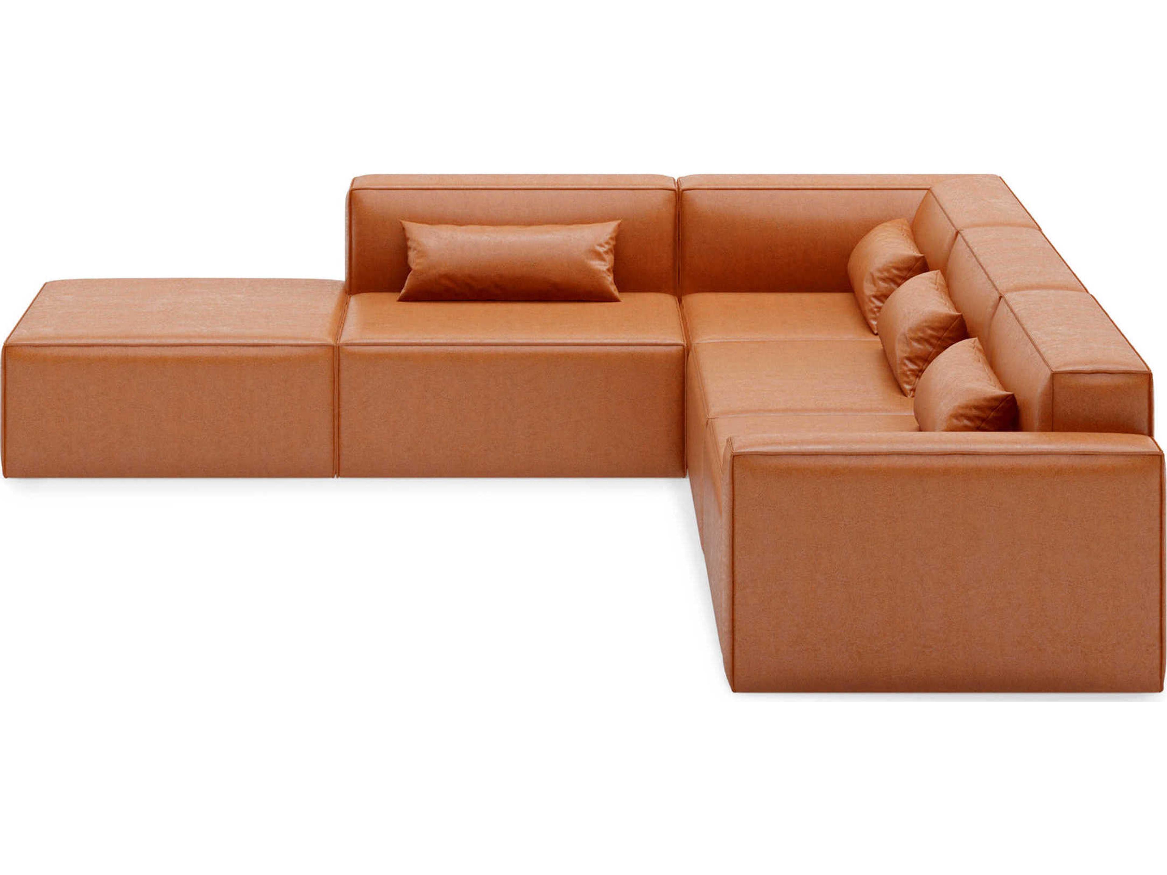 Gus* Modern Mix Brown Leather Sectional Sofa