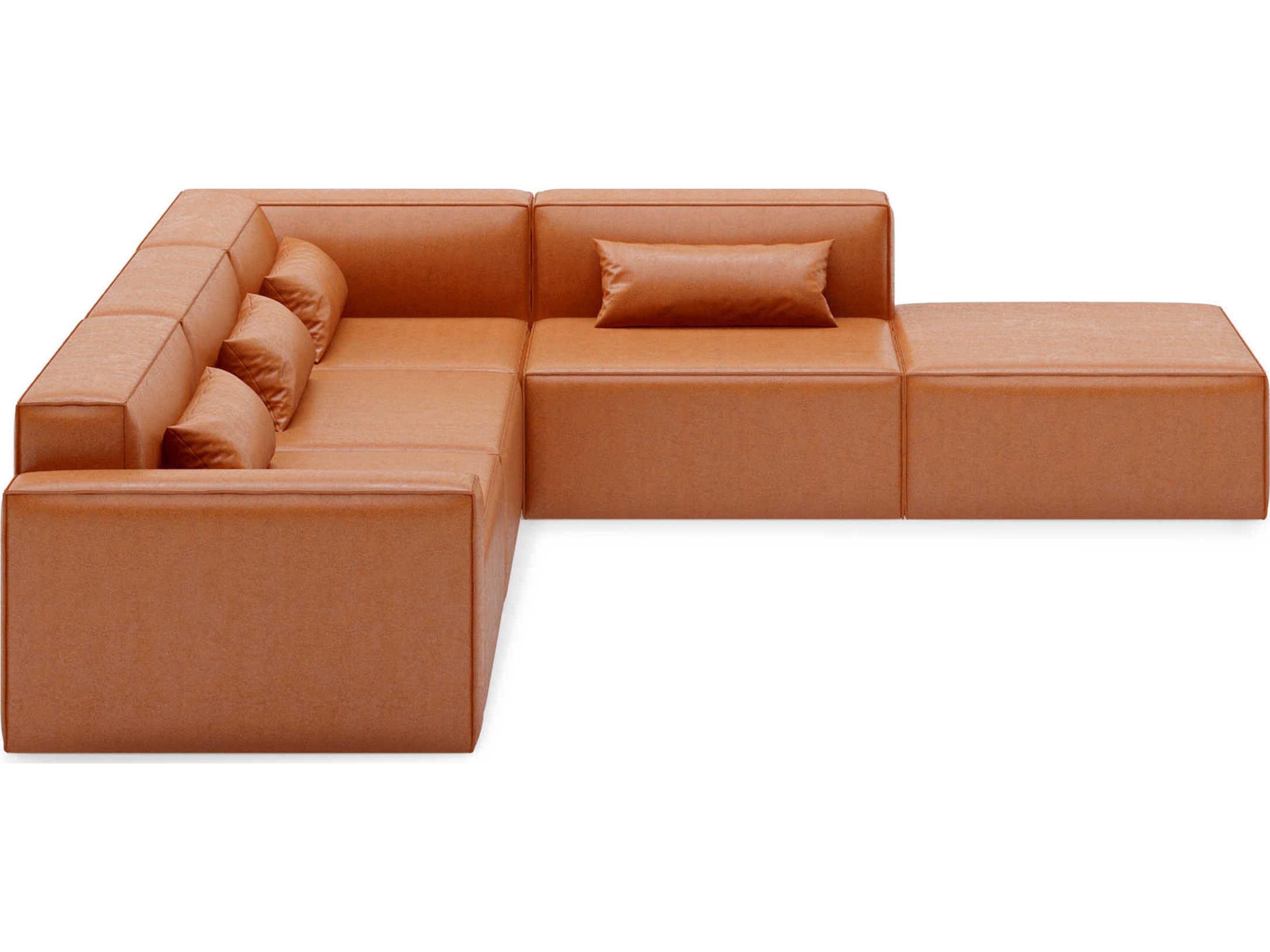 Gus* Modern Mix Brown Leather Sectional Sofa