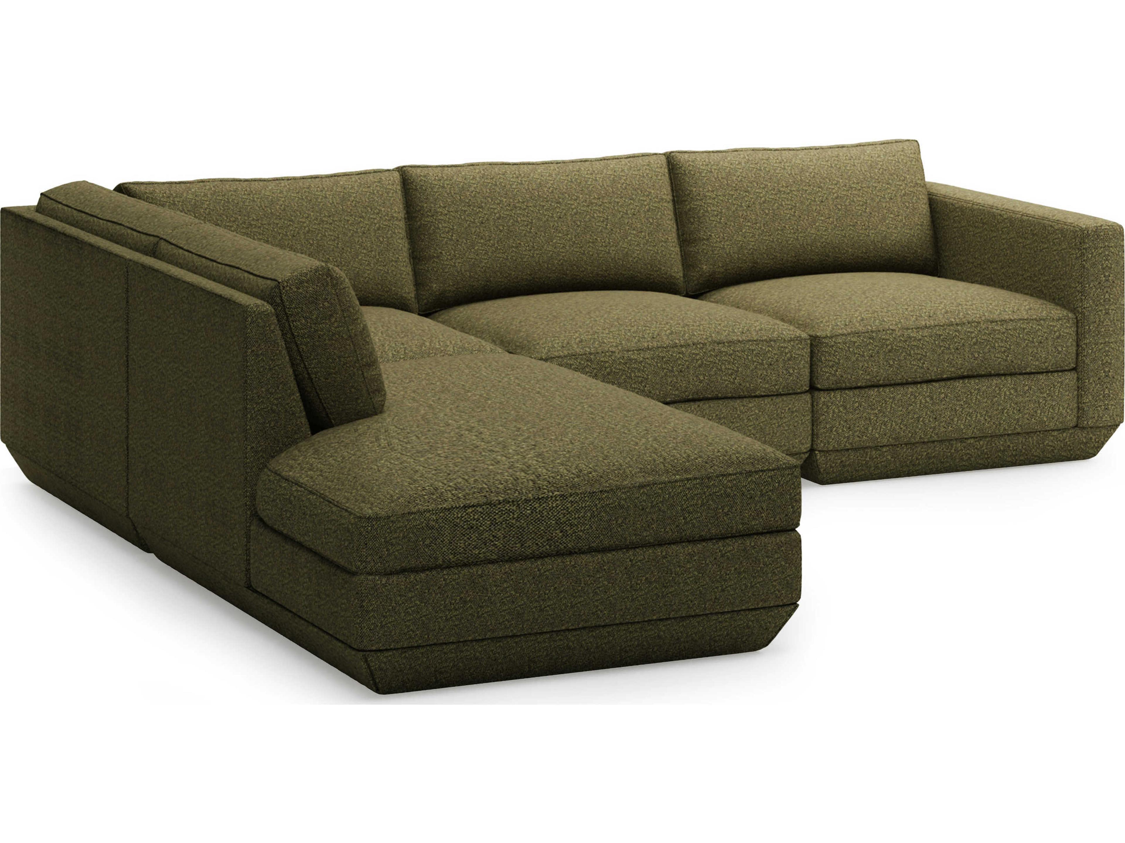 Podium Green Upholstered Sectional Sofa