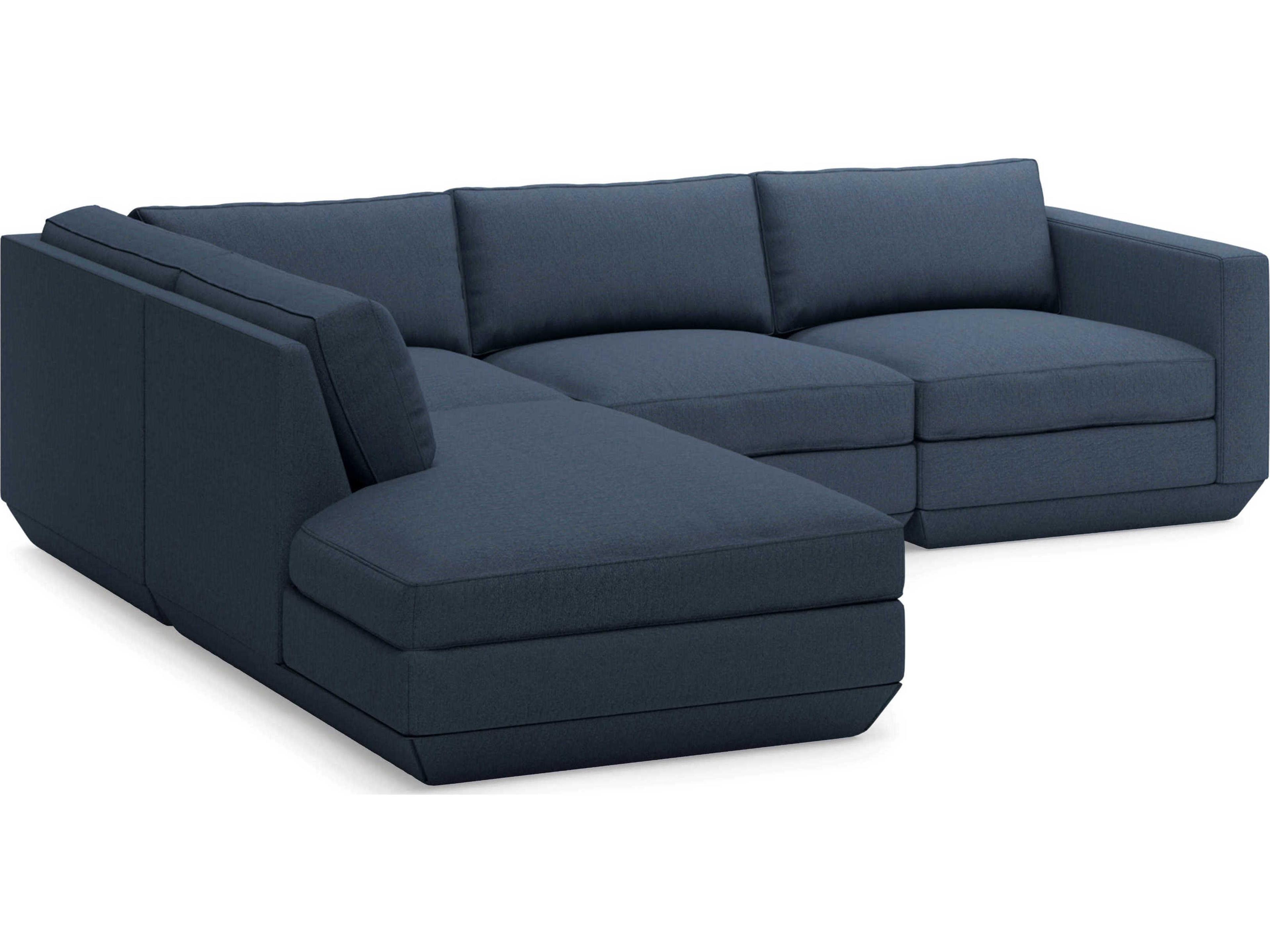 Podium Blue Upholstered Sectional Sofa