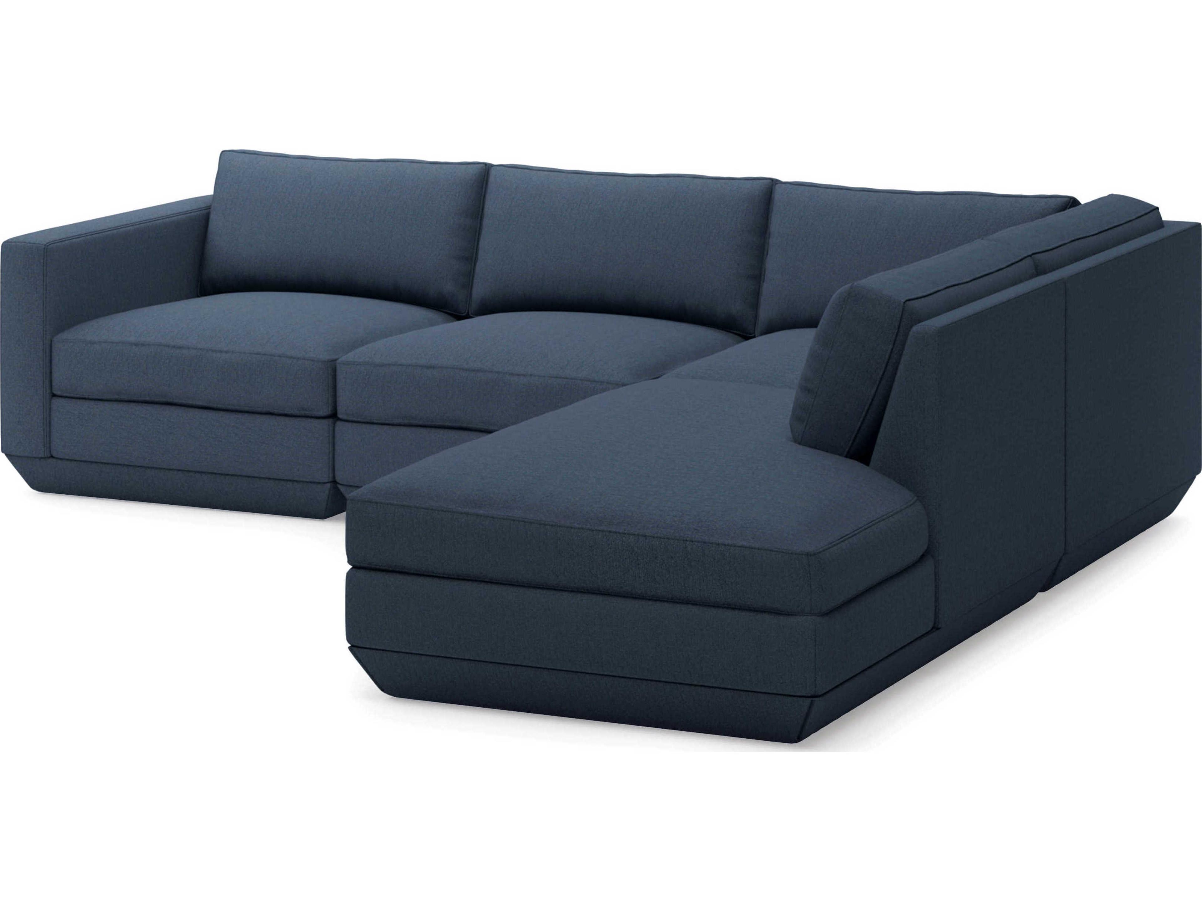 Podium Blue Upholstered Sectional Sofa