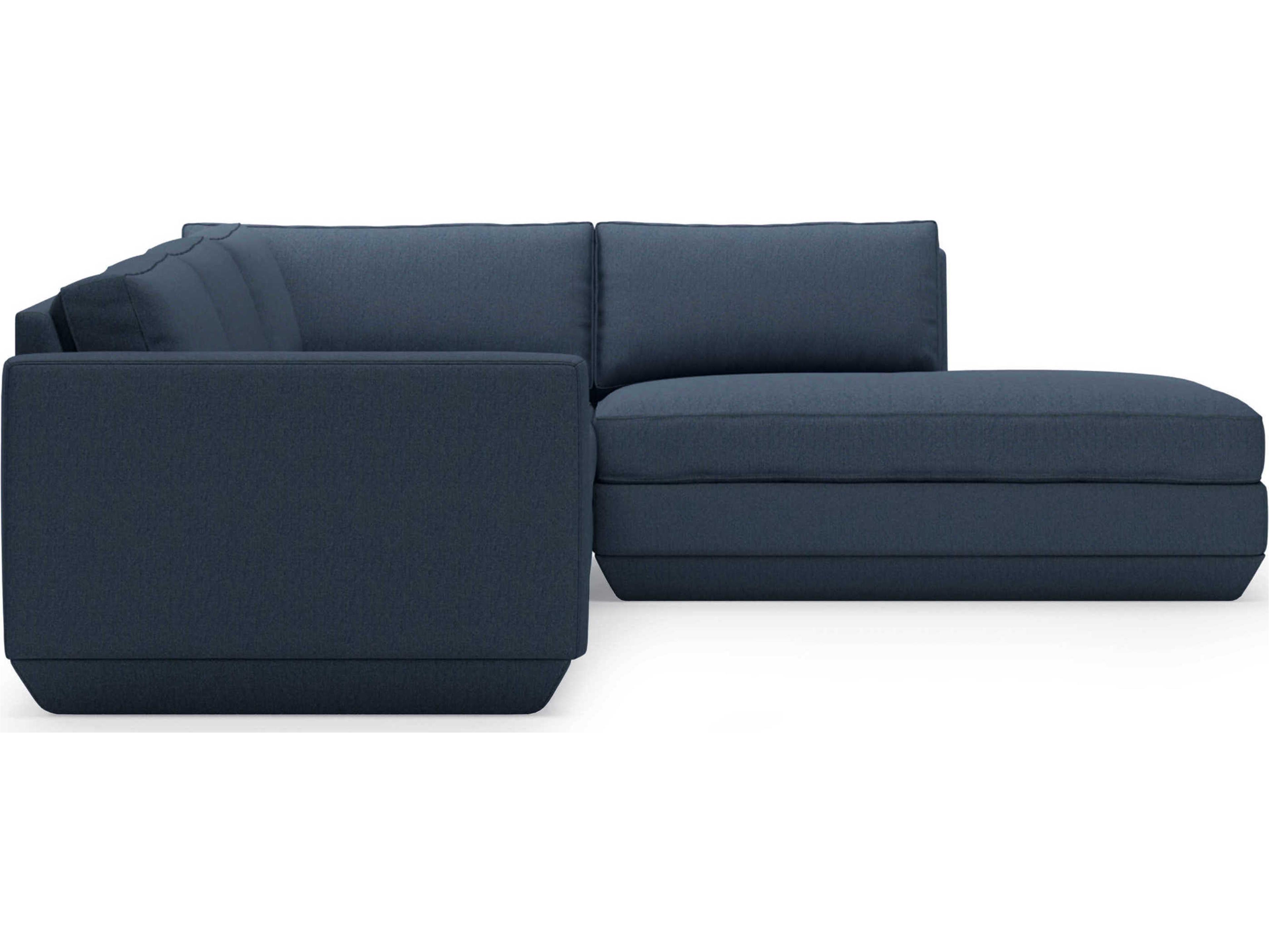 Gus* Modern Podium Blue Upholstered Sectional Sofa