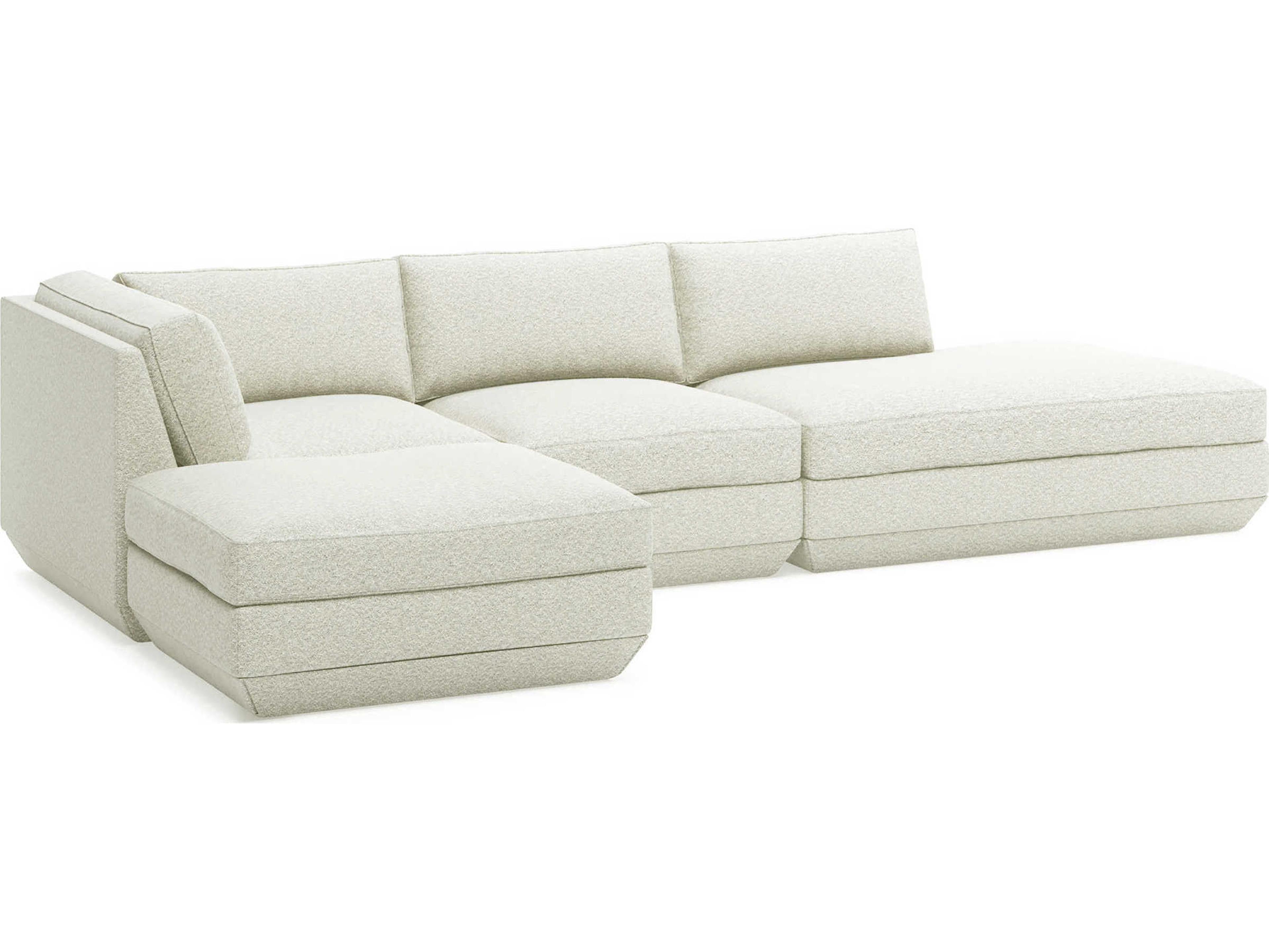 Podium White Upholstered Sectional Sofa