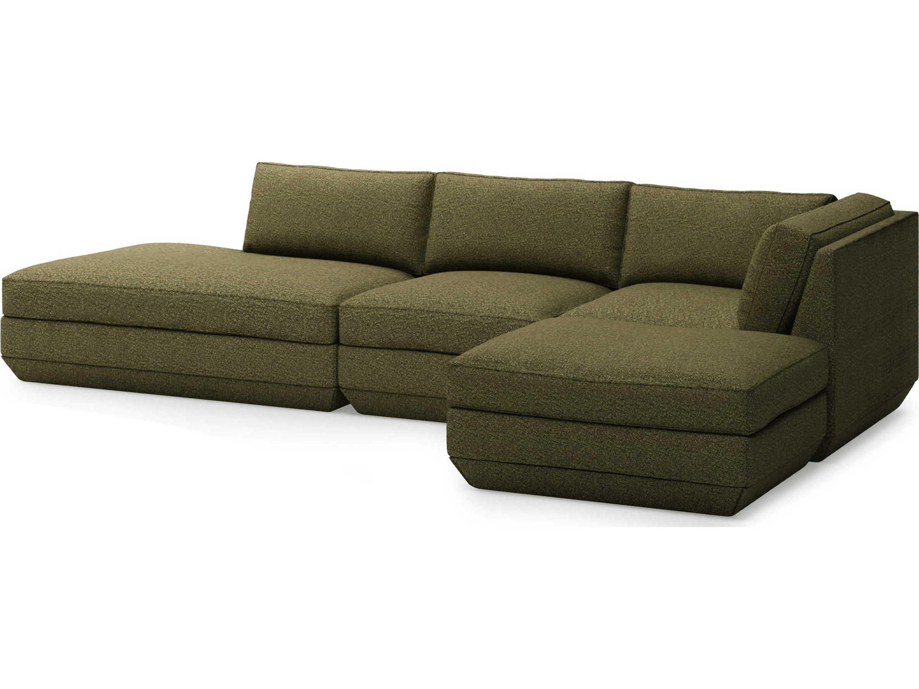 Podium Green Upholstered Sectional Sofa