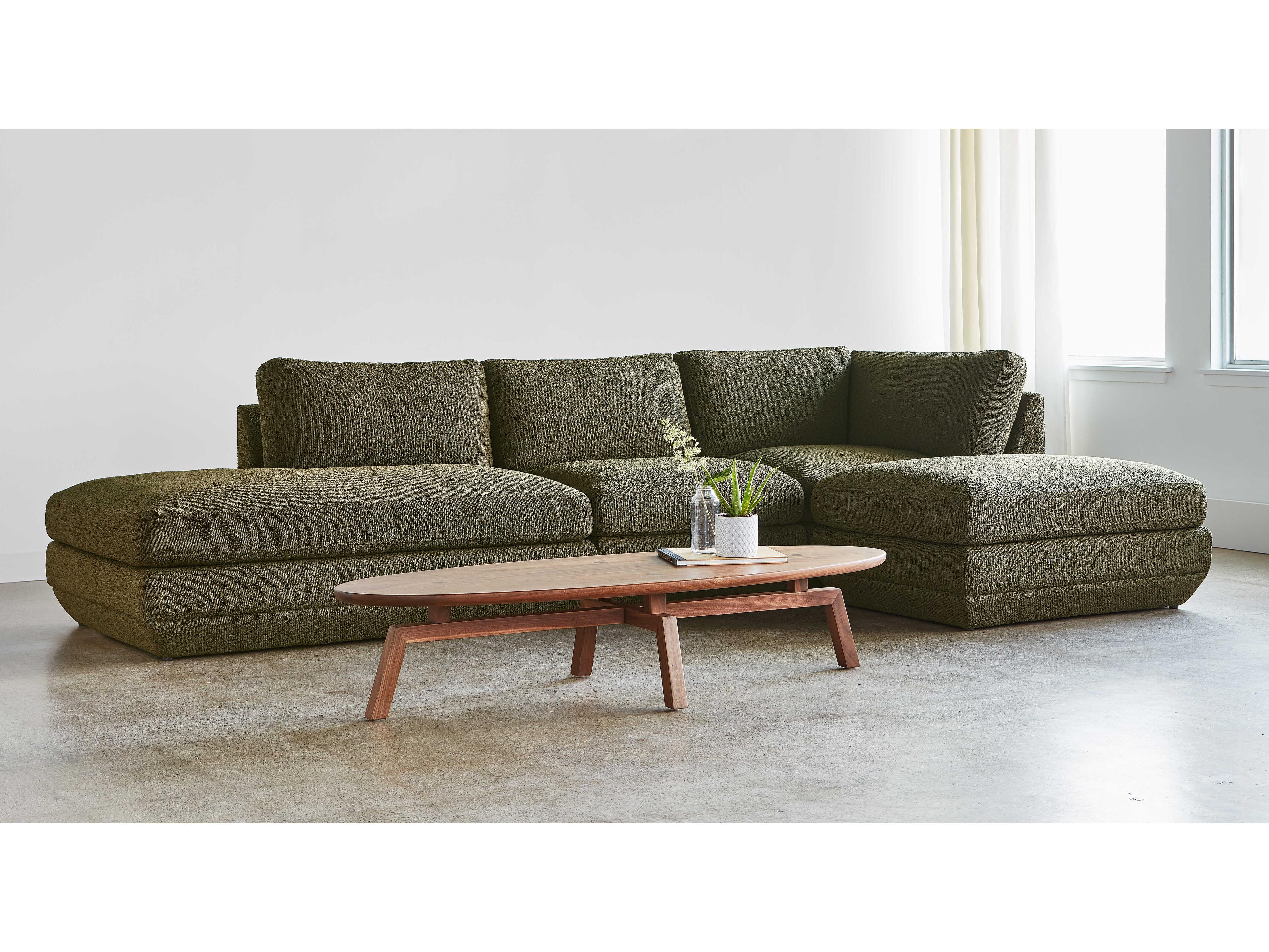 Gus* Modern Podium Green Upholstered Sectional Sofa