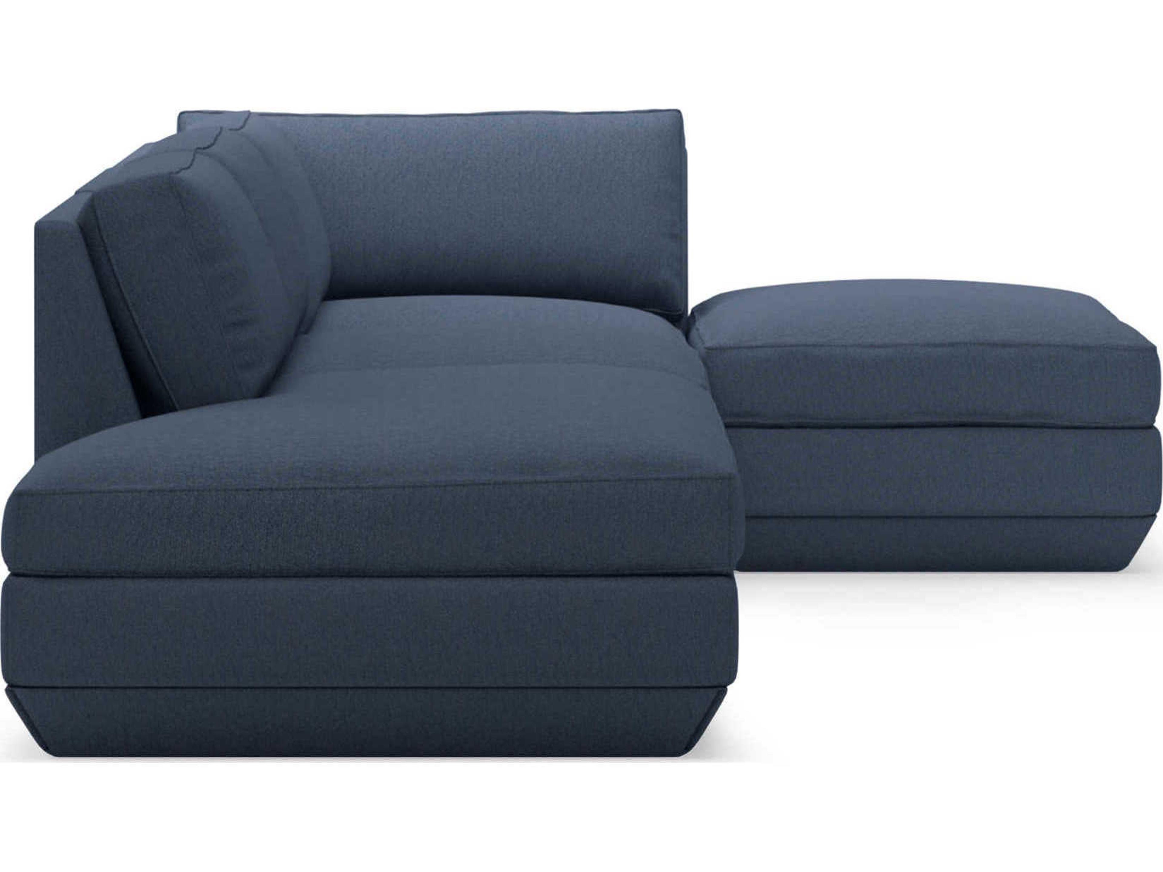 Gus* Modern Podium Blue Upholstered Sectional Sofa