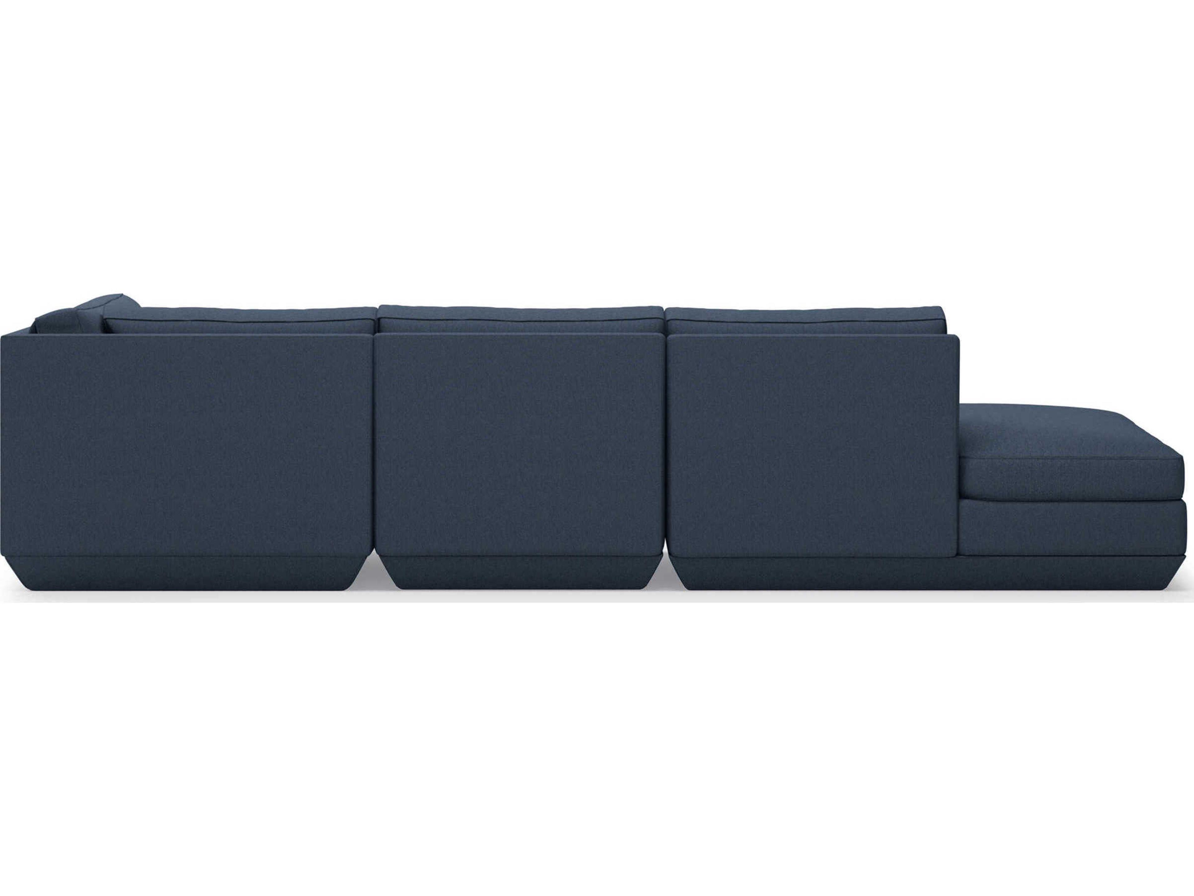 Gus* Modern Podium Blue Upholstered Sectional Sofa