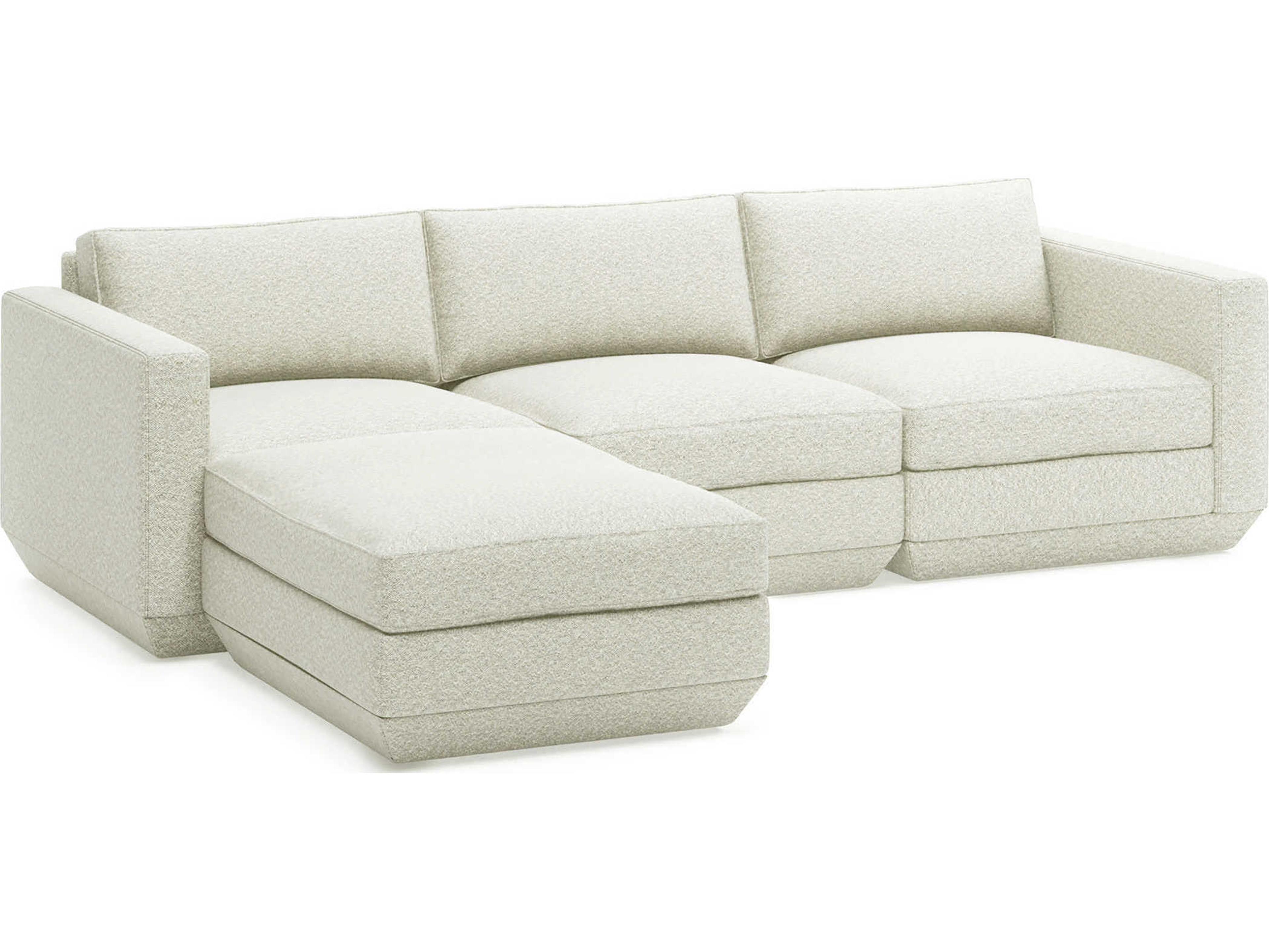 Podium White Upholstered Sectional Sofa