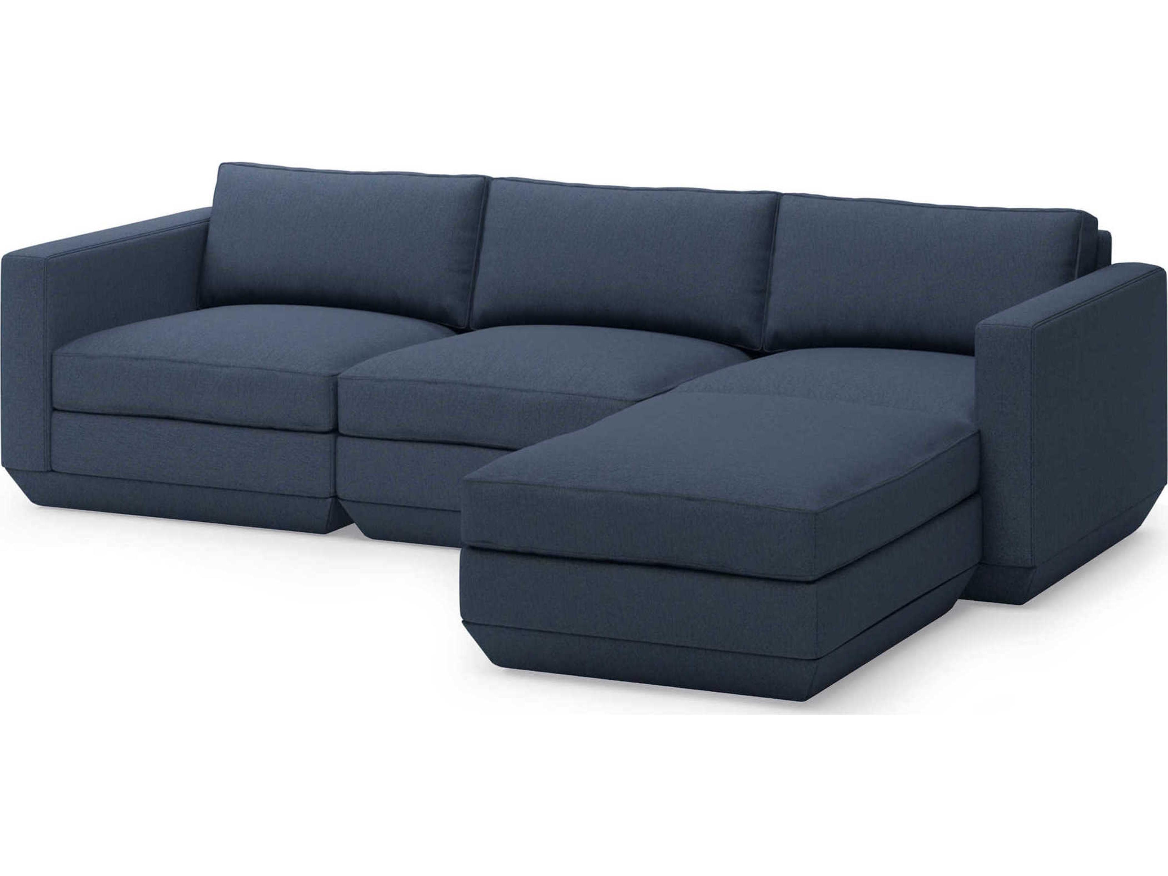 Podium Blue Upholstered Sectional Sofa