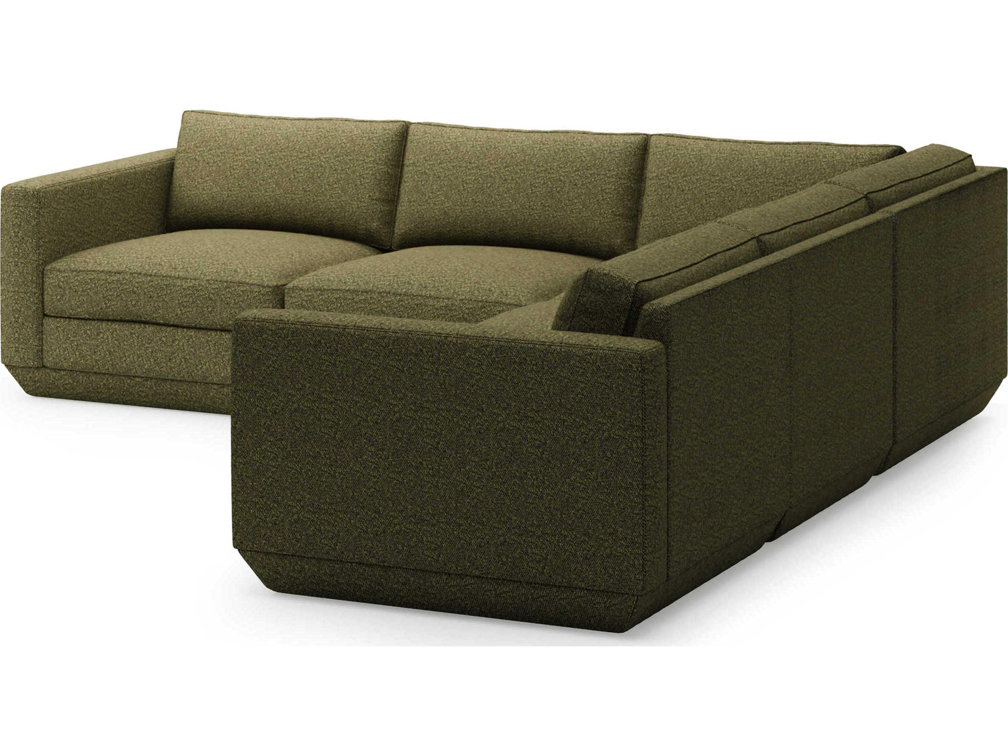 Gus* Modern Podium Green Upholstered Sectional Sofa