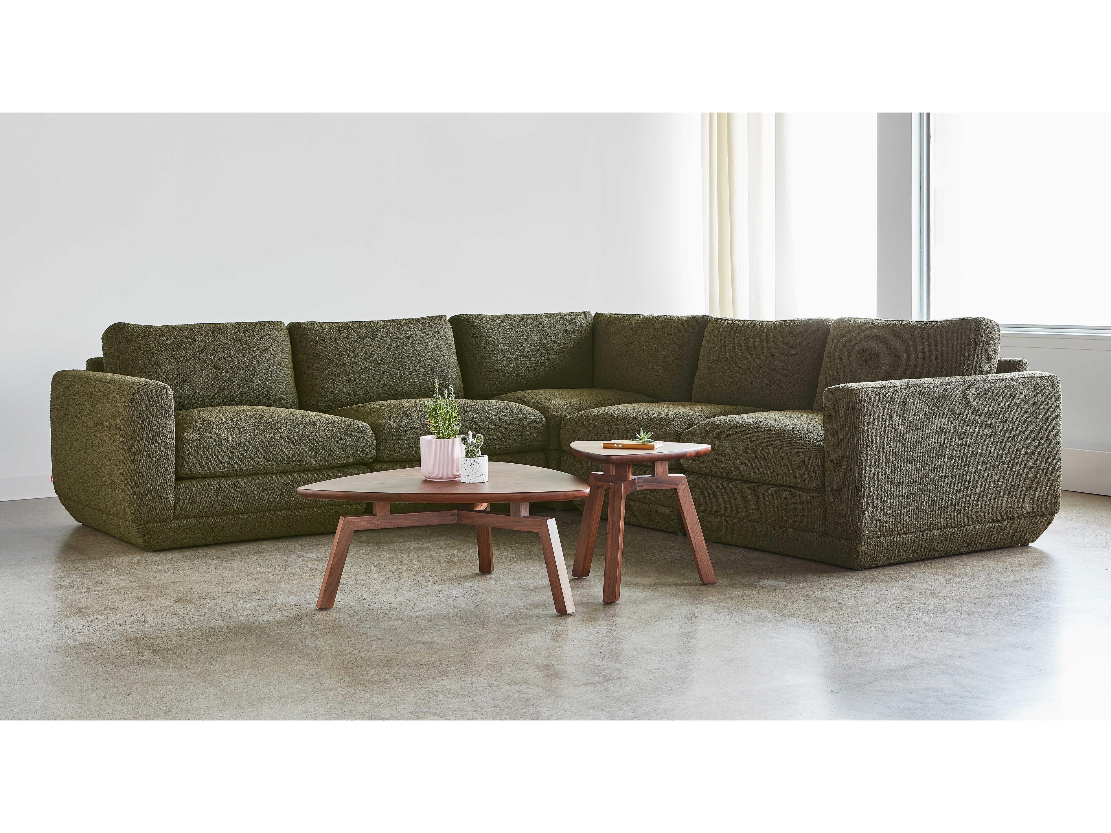 Gus* Modern Podium Green Upholstered Sectional Sofa