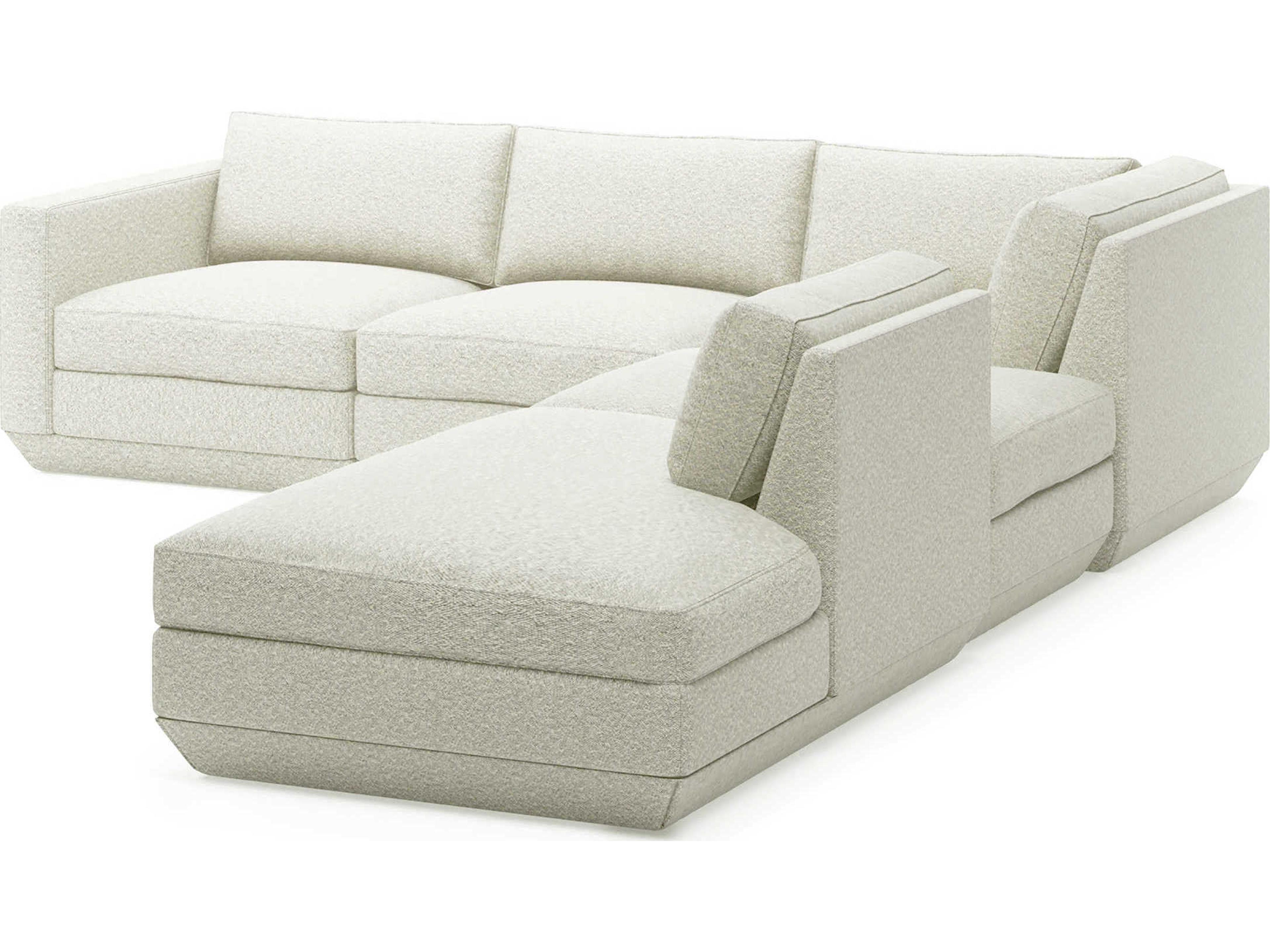 Gus* Modern Podium White Upholstered Sectional Sofa