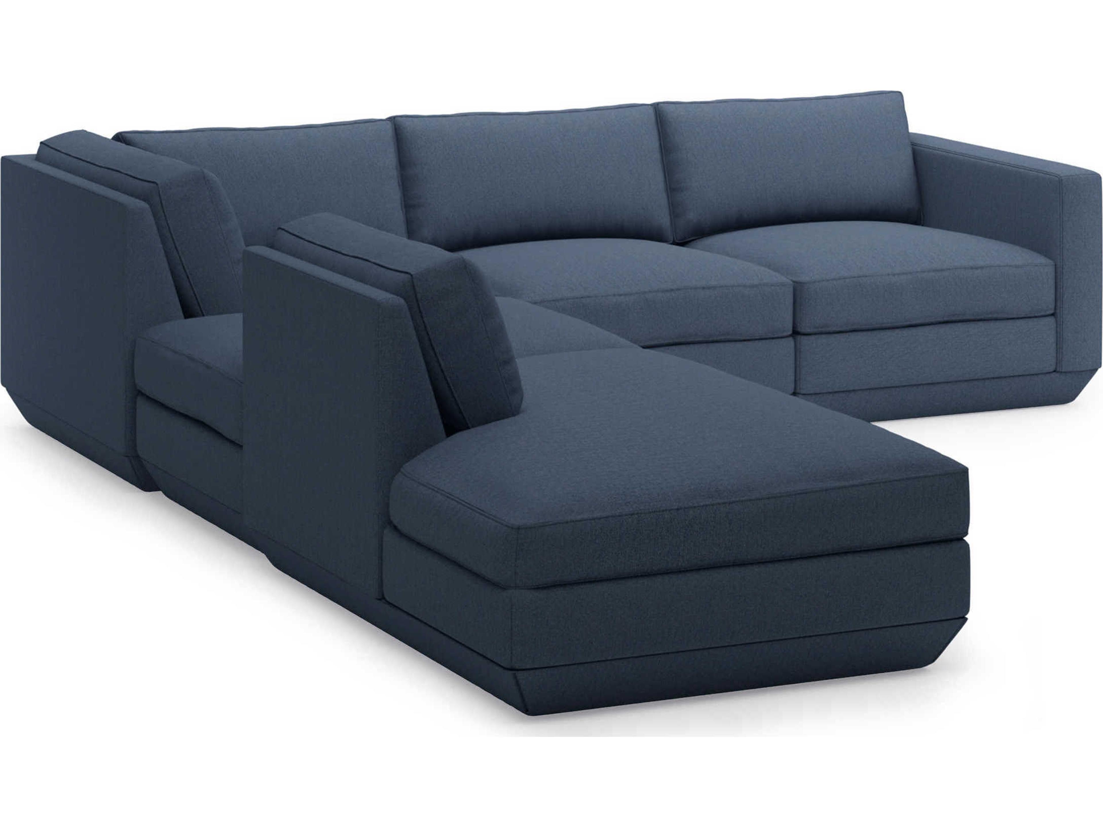 Gus* Modern Podium Blue Upholstered Sectional Sofa