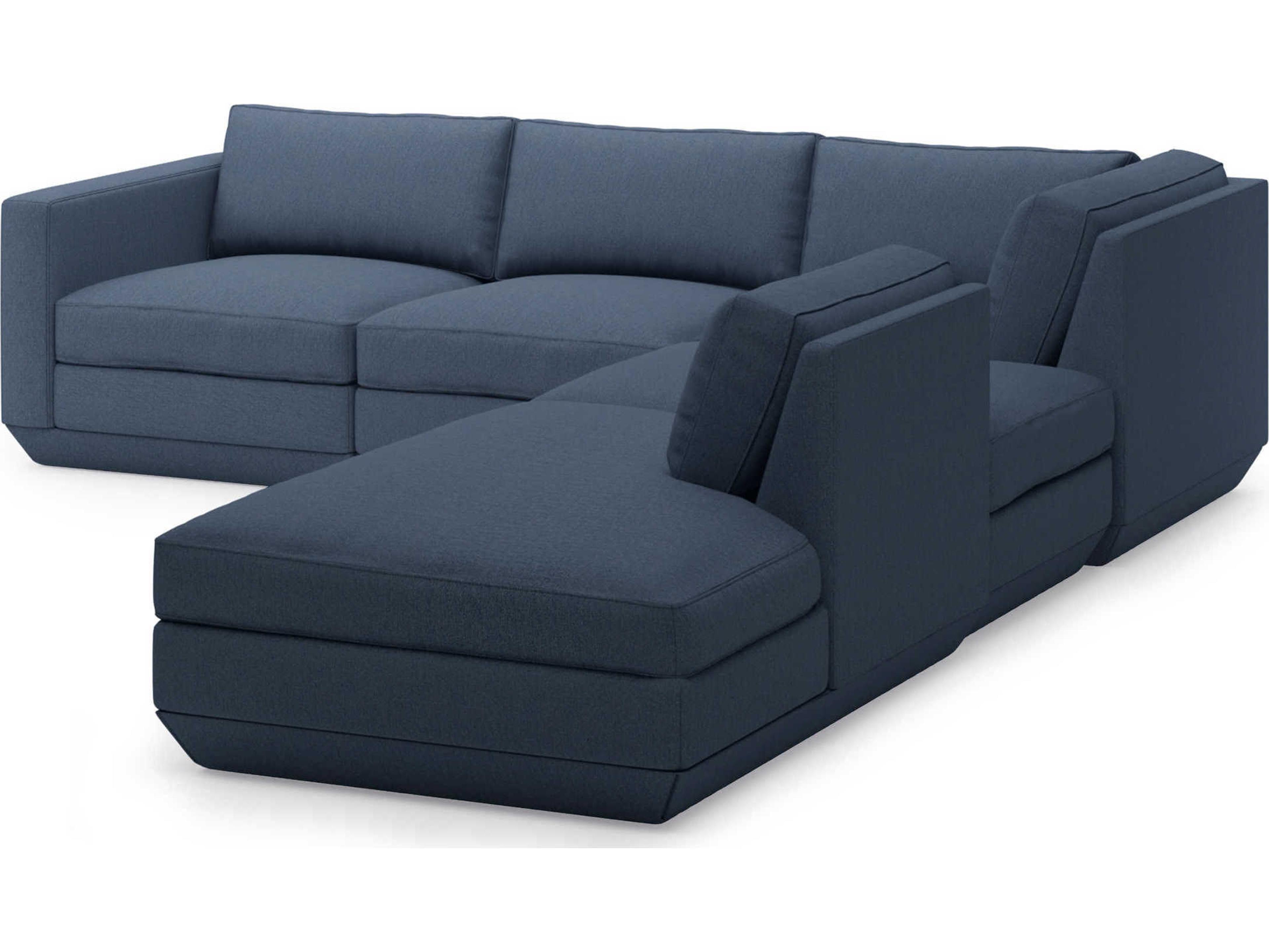 Gus* Modern Podium Blue Upholstered Sectional Sofa