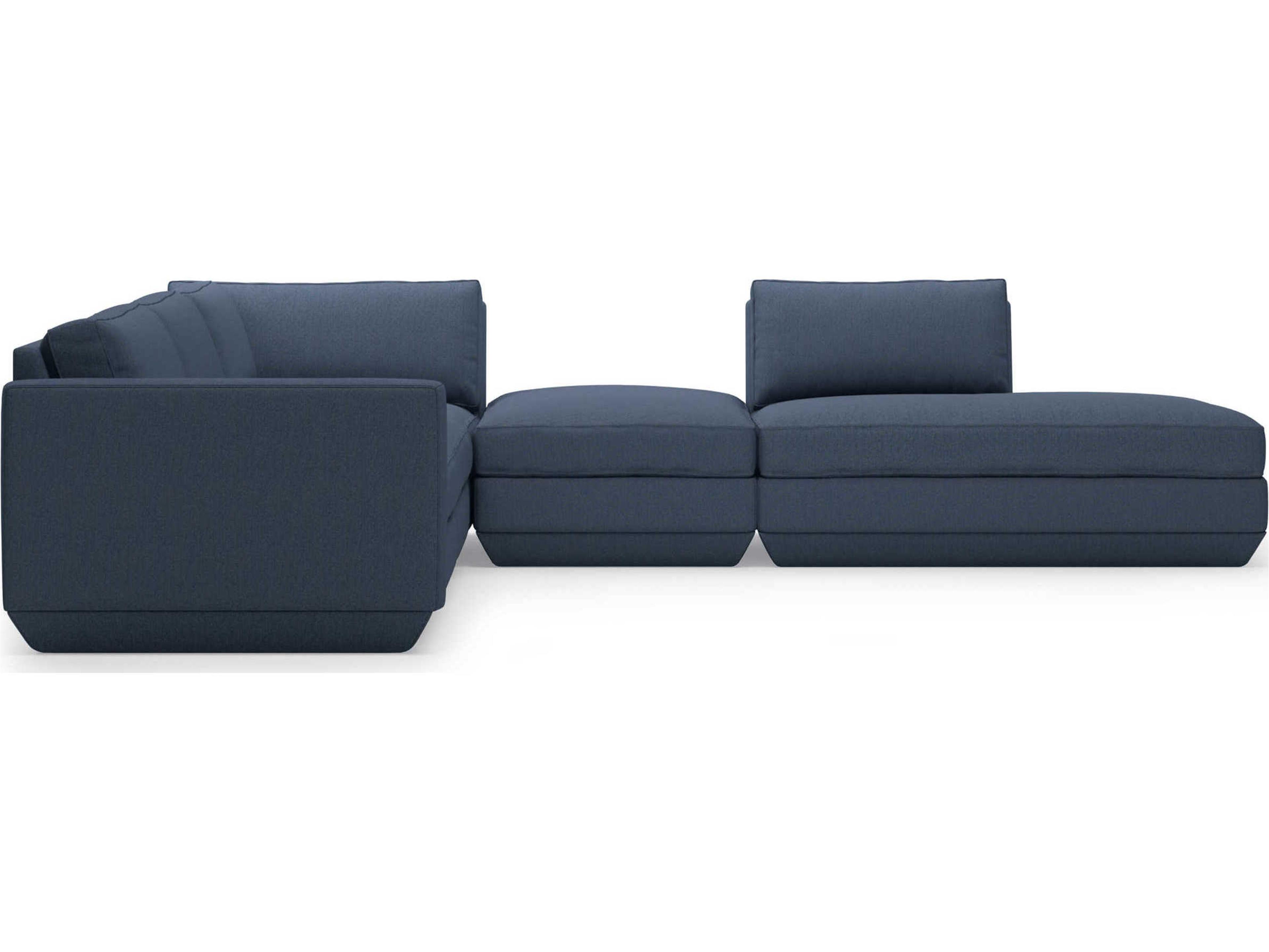 Gus* Modern Podium Blue Upholstered Sectional Sofa