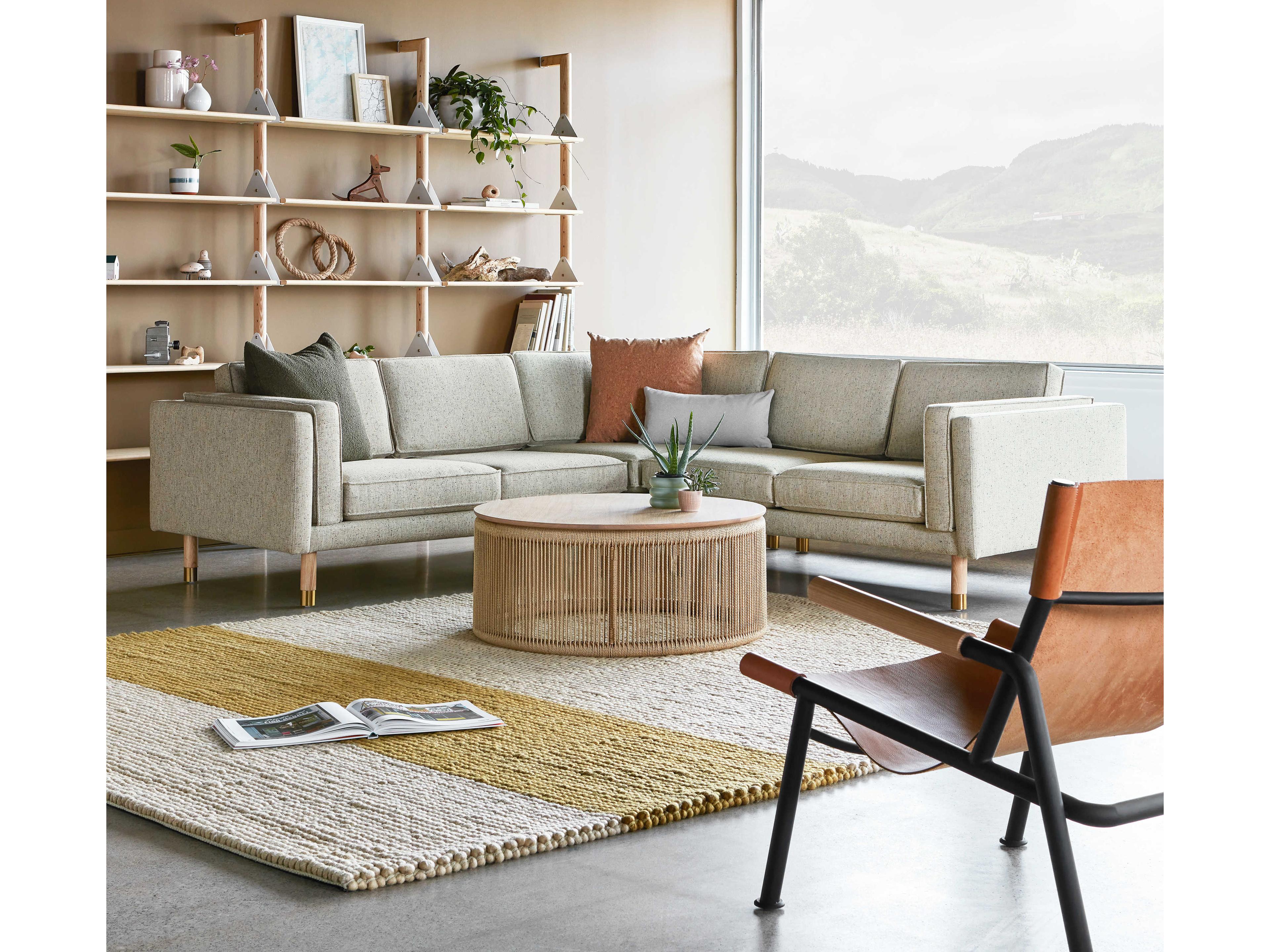 Gus* Modern Augusta Beige Upholstered Sectional Sofa