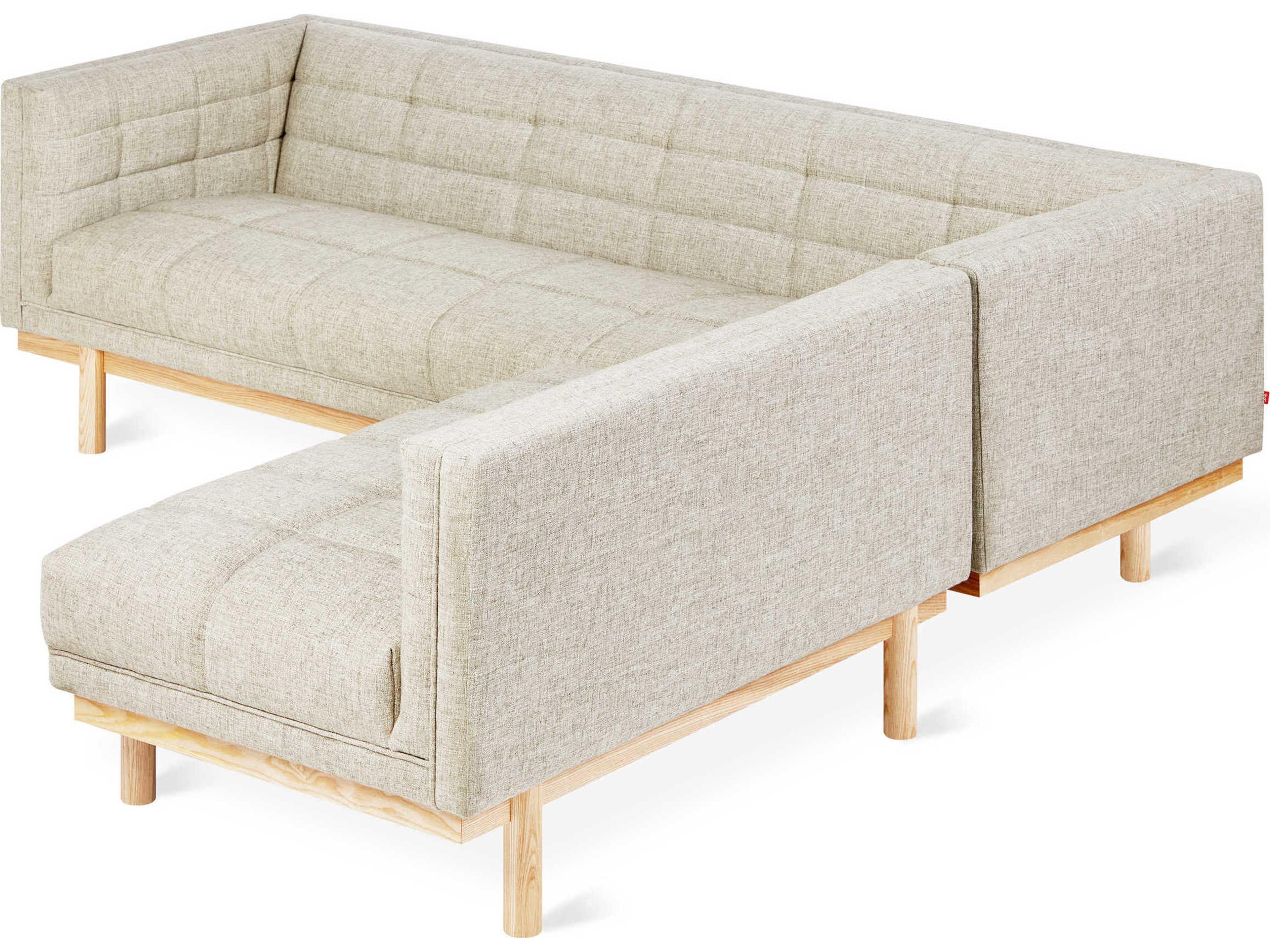 Gus* Modern Mulholland Tufted Beige Upholstered Sectional Sofa