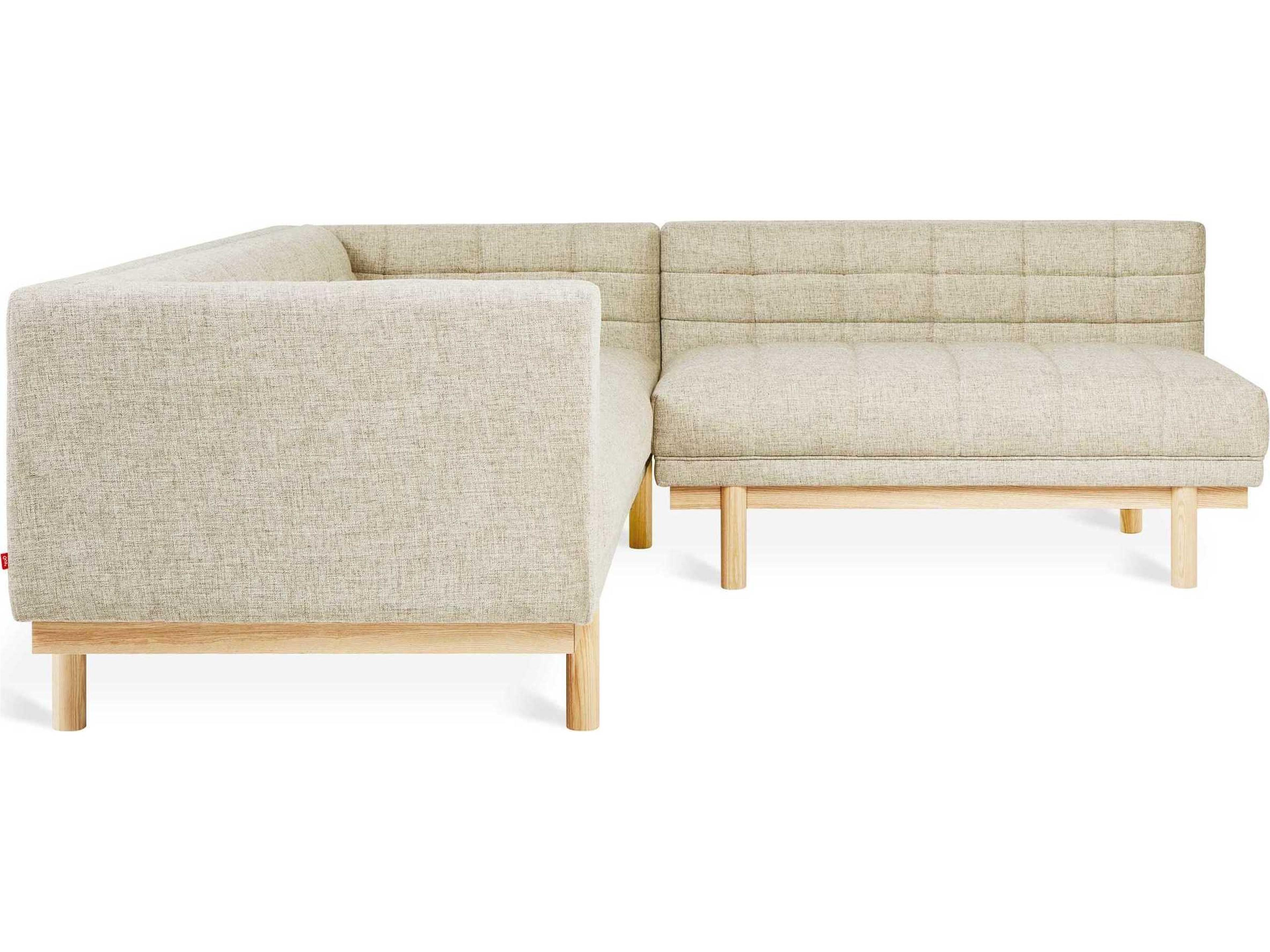 Gus* Modern Mulholland Tufted Beige Upholstered Sectional Sofa