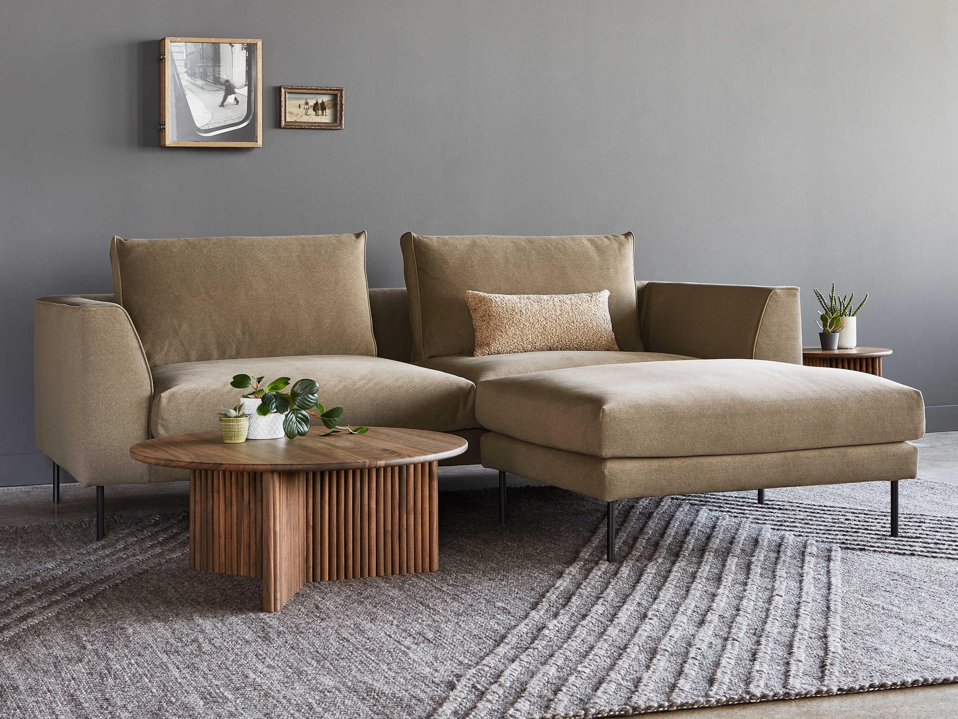 Gus* Modern Renfrew Black Upholstered Sectional Sofa