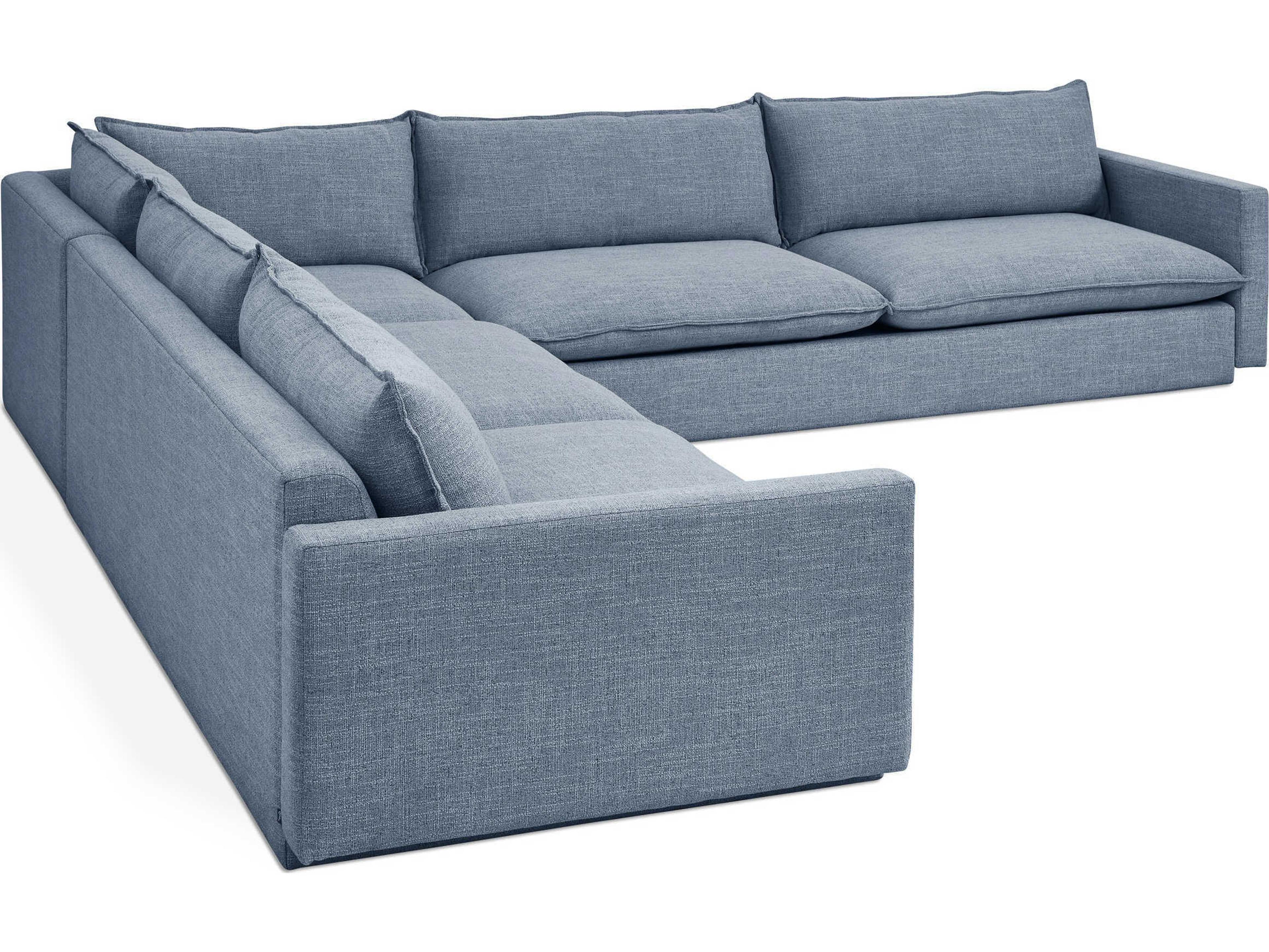 Gus* Modern Sola Blue Upholstered Sectional Sofa
