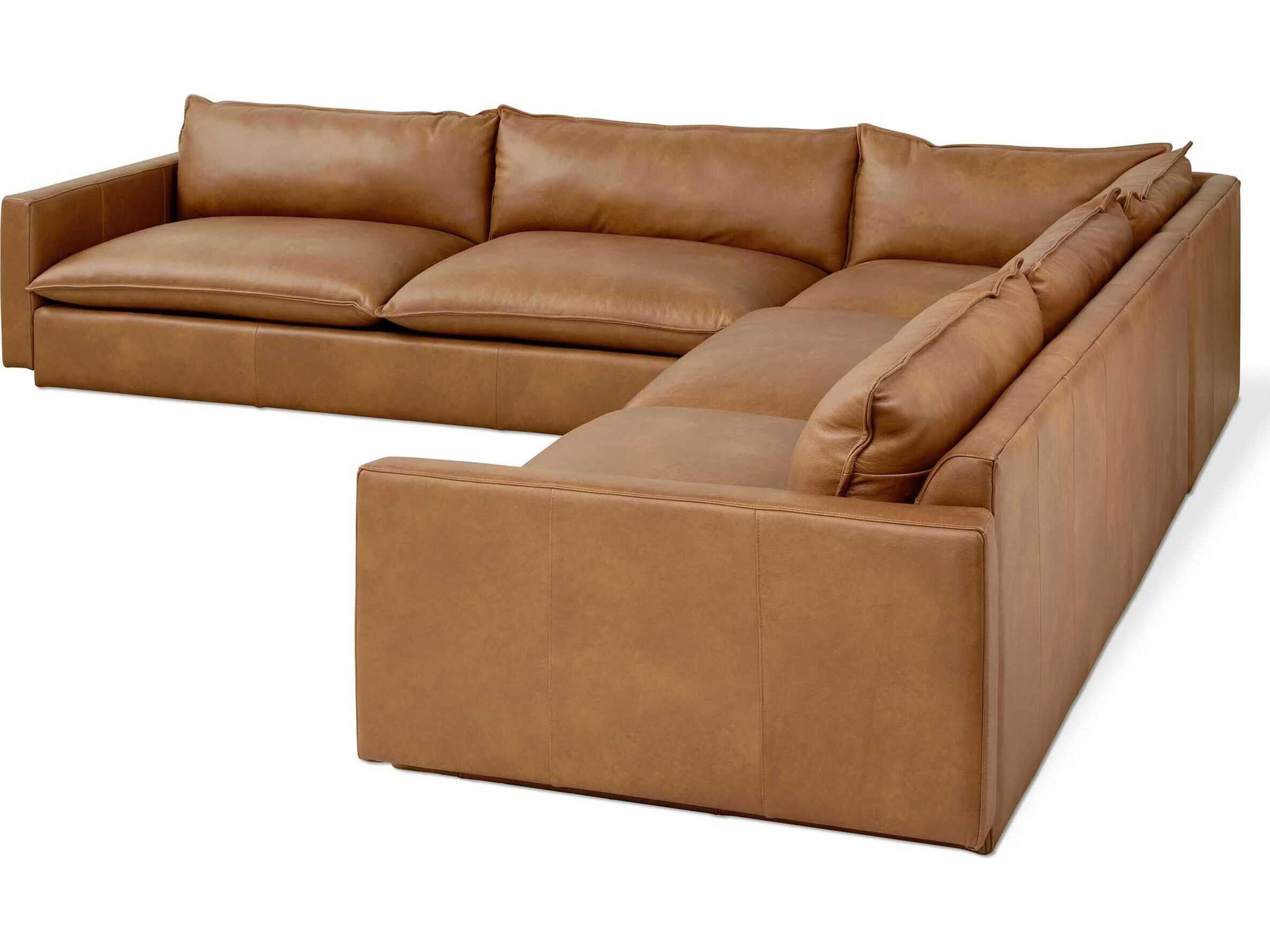 Gus* Modern Sola Brown Leather Sectional Sofa