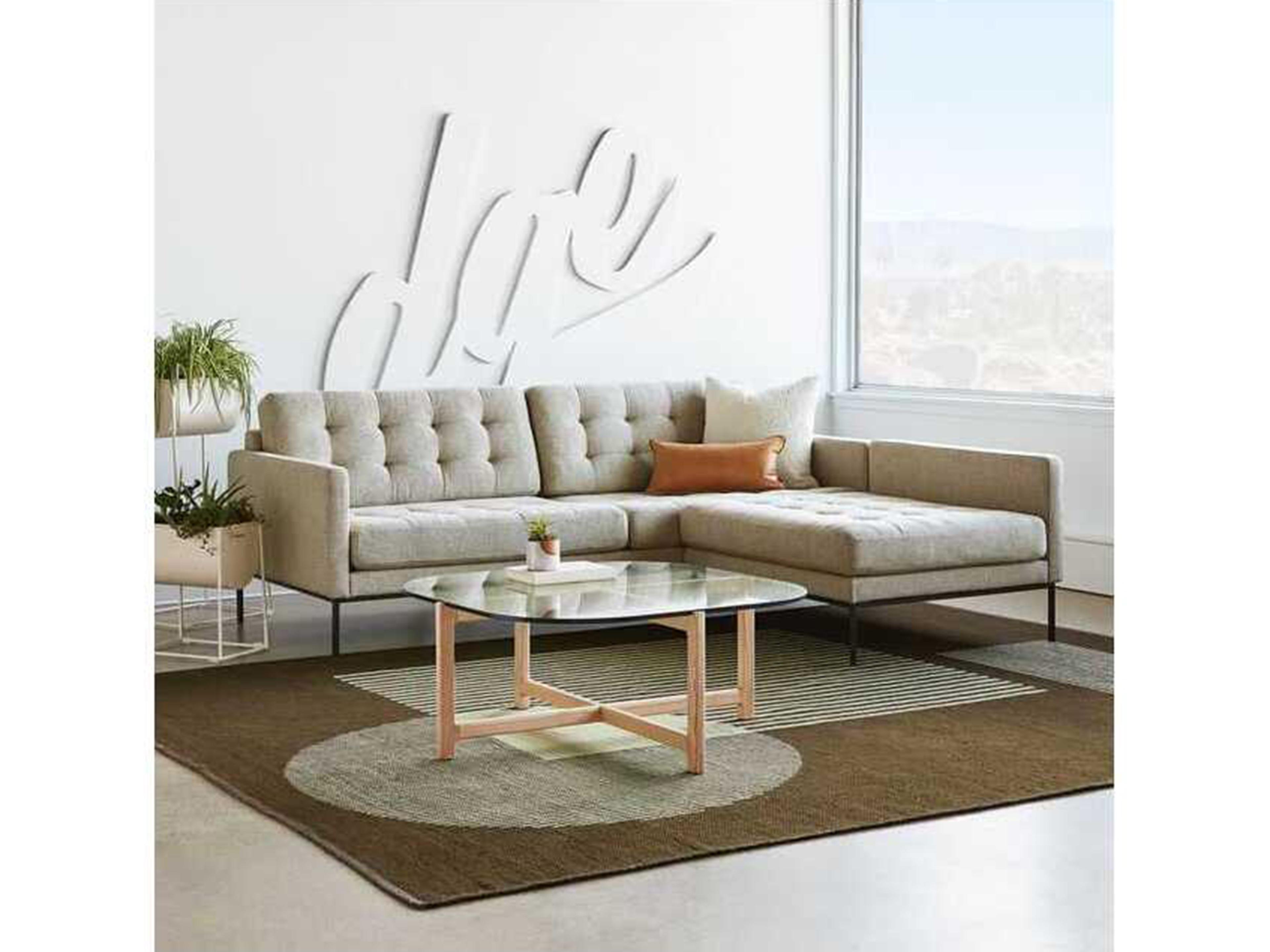 Gus* Modern Towne Beige Upholstered Sectional Sofa